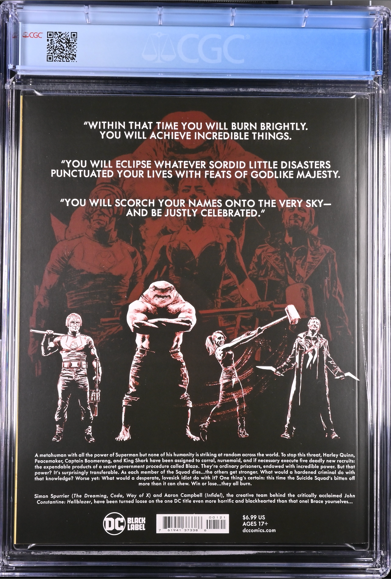 Suicide Squad: Blaze #1 Variant DC Black Label CGC 9.8