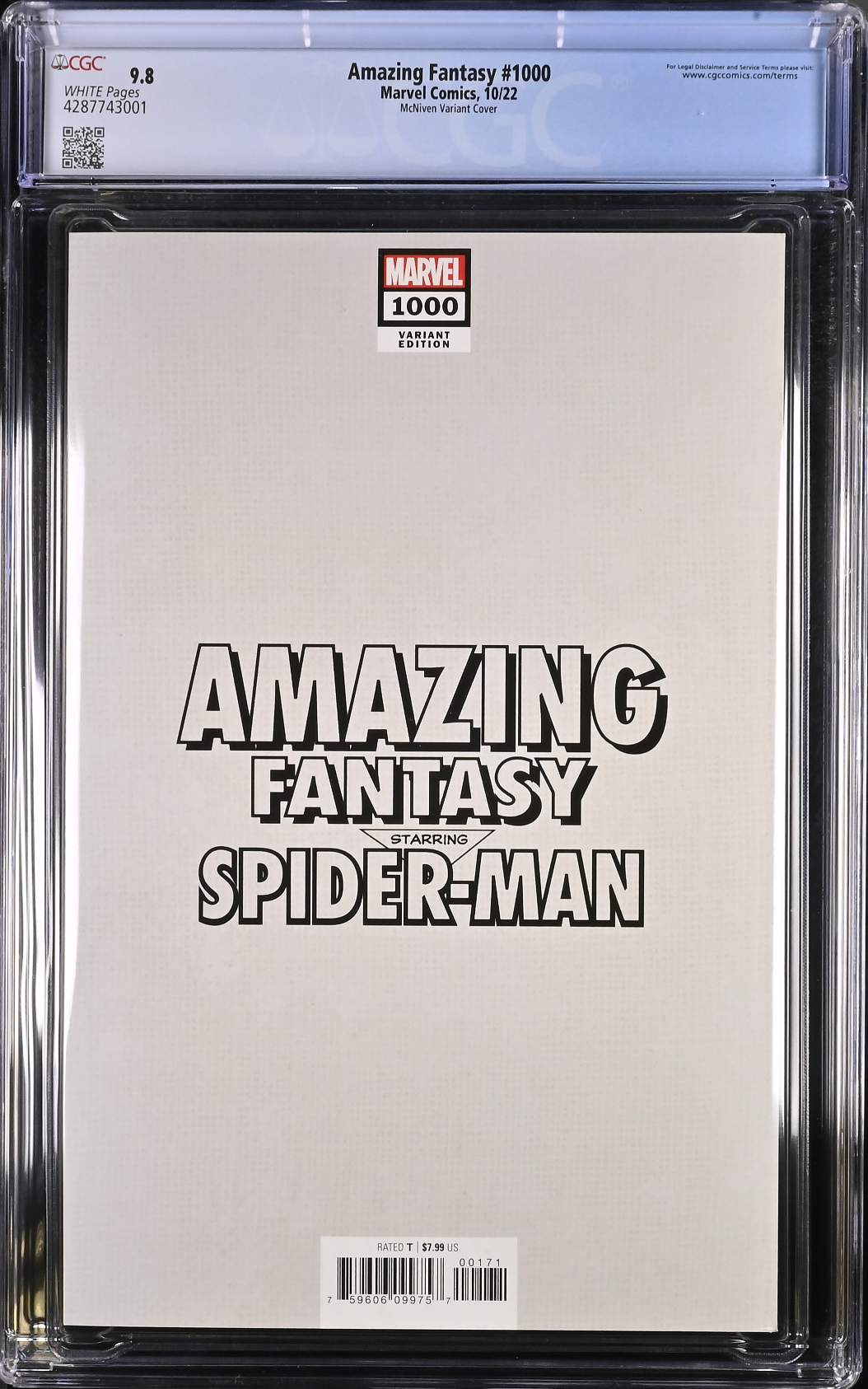 Amazing Fantasy #1000 McNiven Variant CGC 9.8