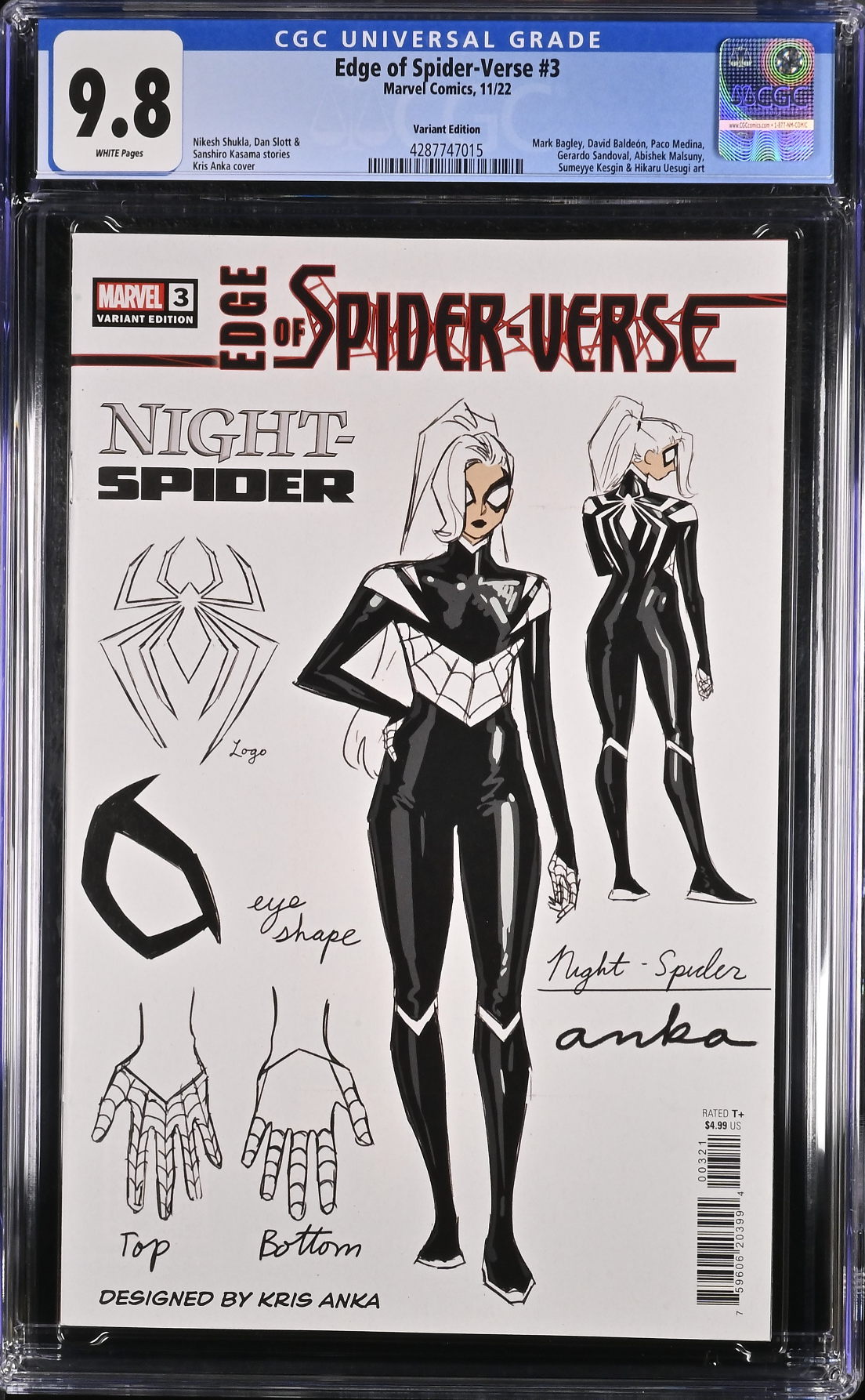 Edge of Spider-Verse #3 Anka 1:10 Retailer Incentive Variant CGC 9.8