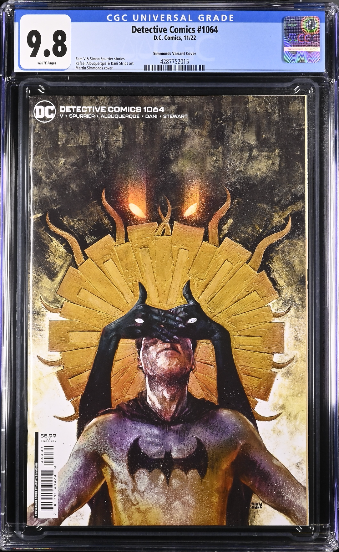 Detective Comics #1064 Simmonds 1:25 Retailer Incentive Variant CGC 9.8