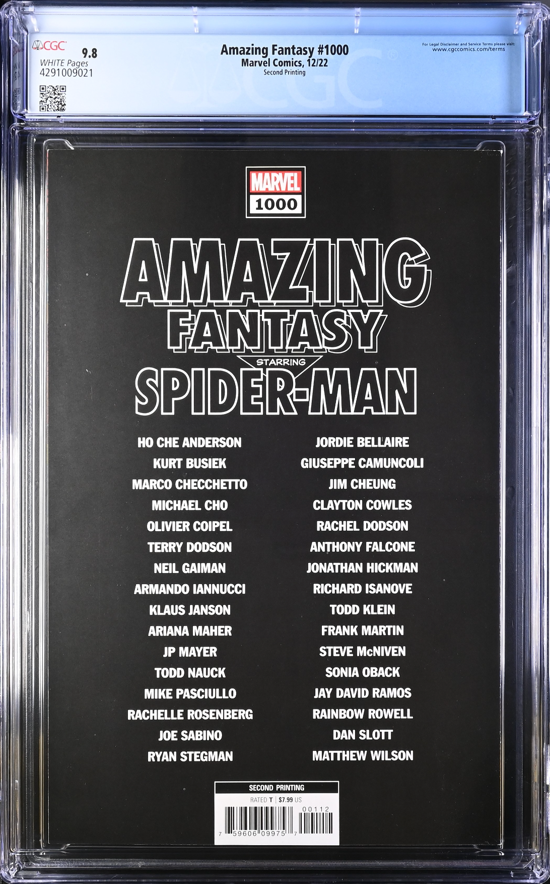 Amazing Fantasy #1000 Second Printing CGC 9.8