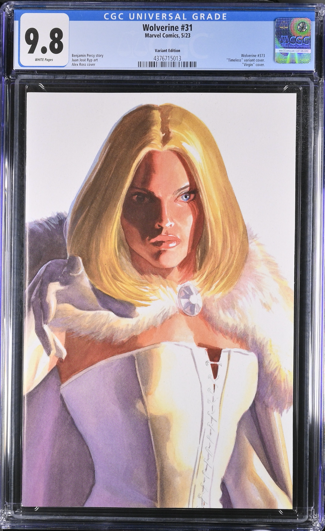 Wolverine #31 Alex Ross Emma Frost "Timeless" Variant CGC 9.8