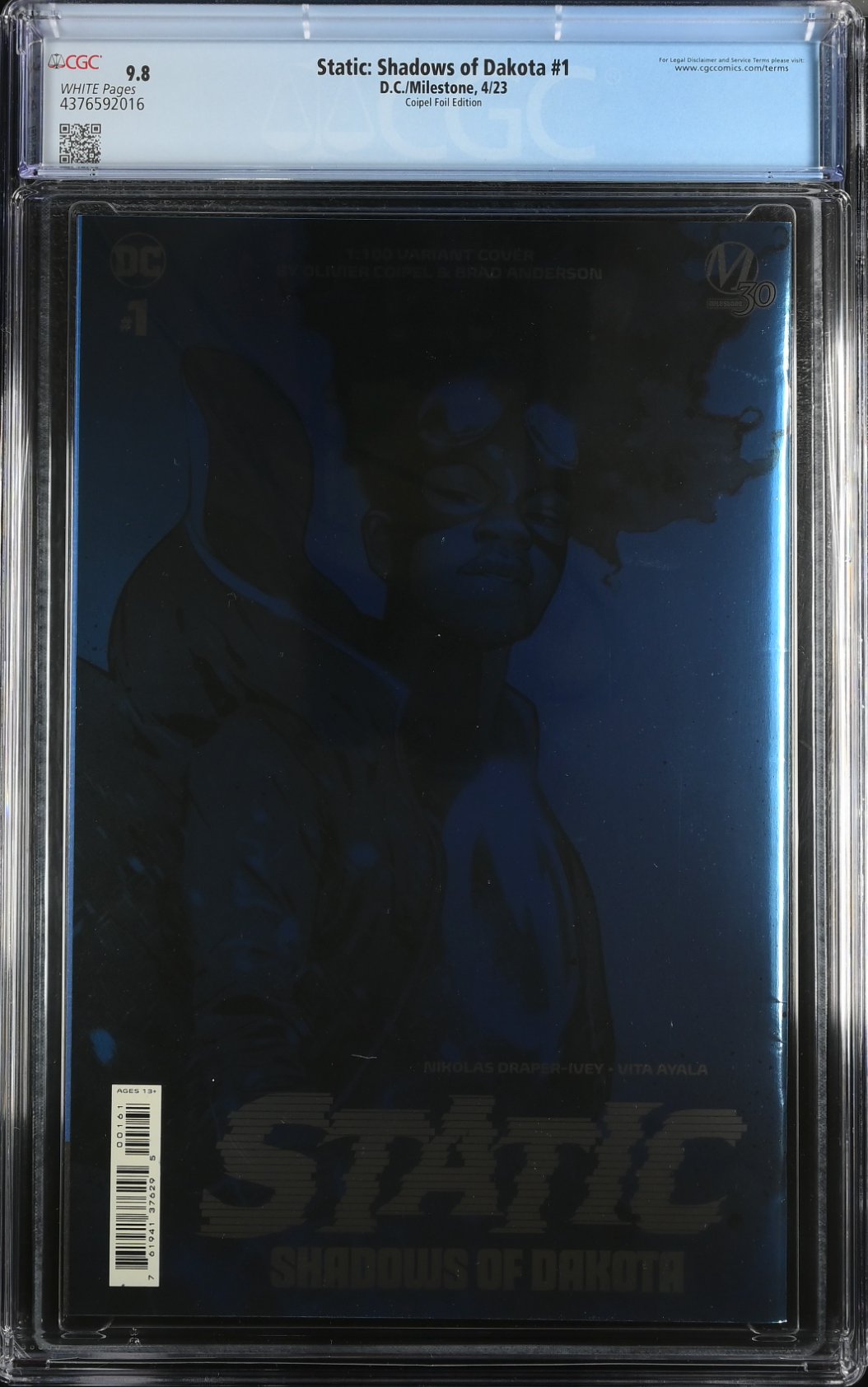 Static: Shadows of Dakota #1 Coipel 1:100 Foil Retailer Incentive Variant CGC 9.8