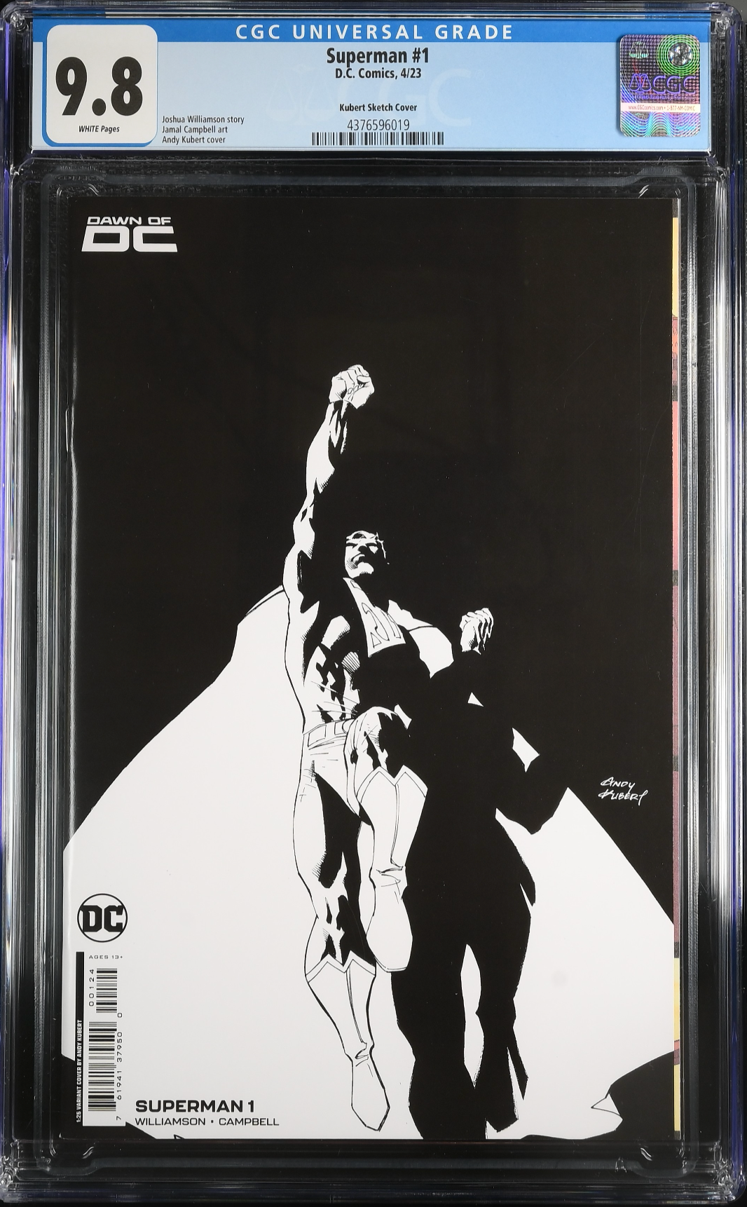 Superman #1 - Cover M - Kubert 1:25 B/W Retailer Incentive Variant CGC 9.8