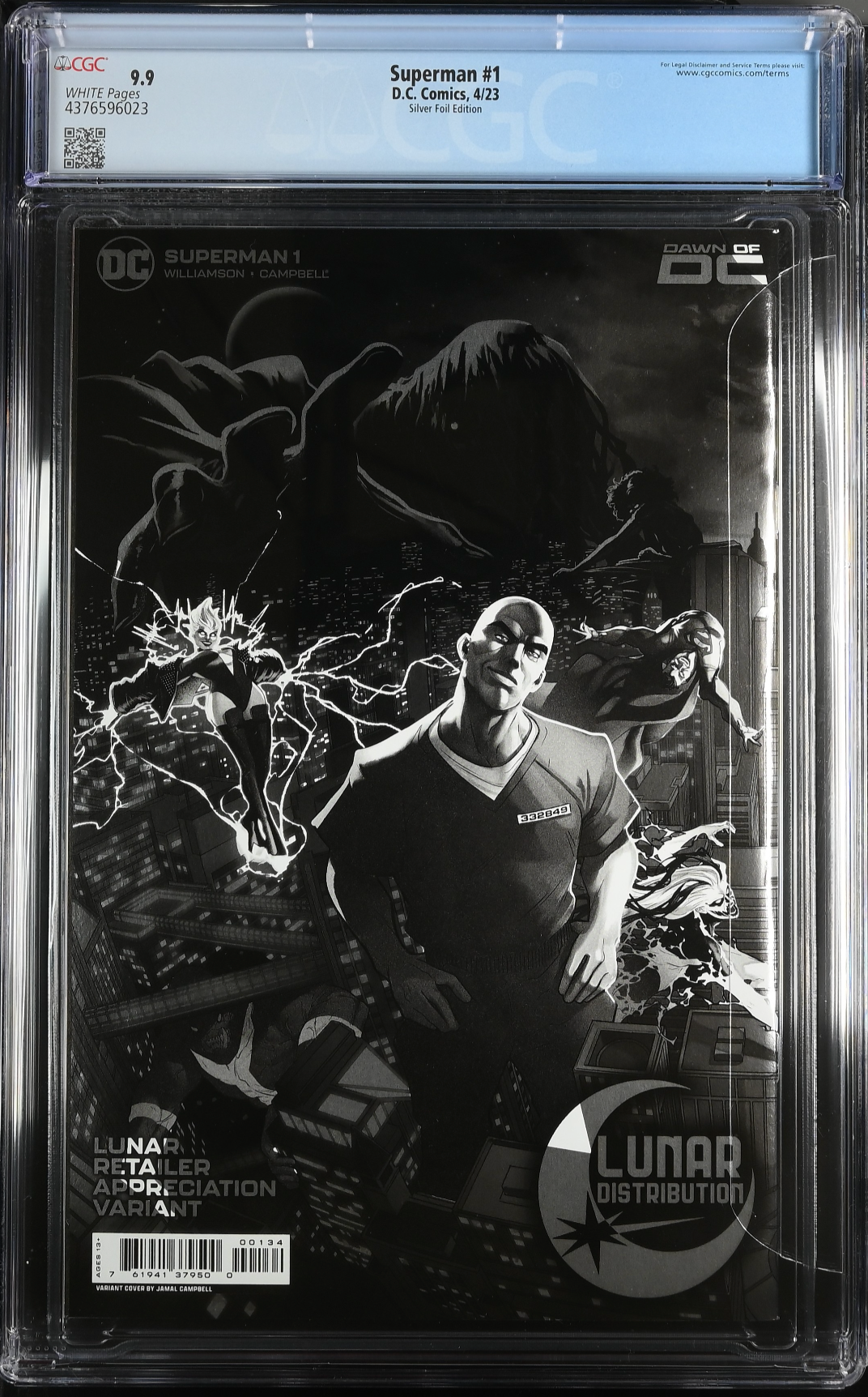 Superman #1 Lunar Retailer Appreciation Silver Foil Retailer Incentive Variant CGC 9.9