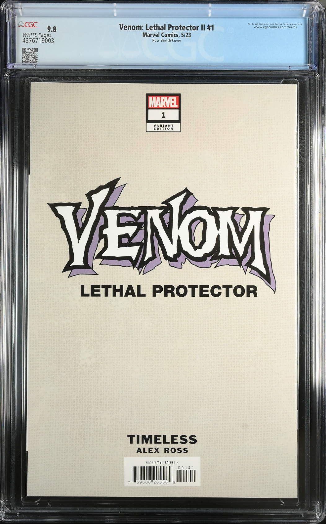 Venom: Lethal Protector II #1 Alex Ross "Timeless" 1:100 Retailer Incentive Variant CGC 9.8