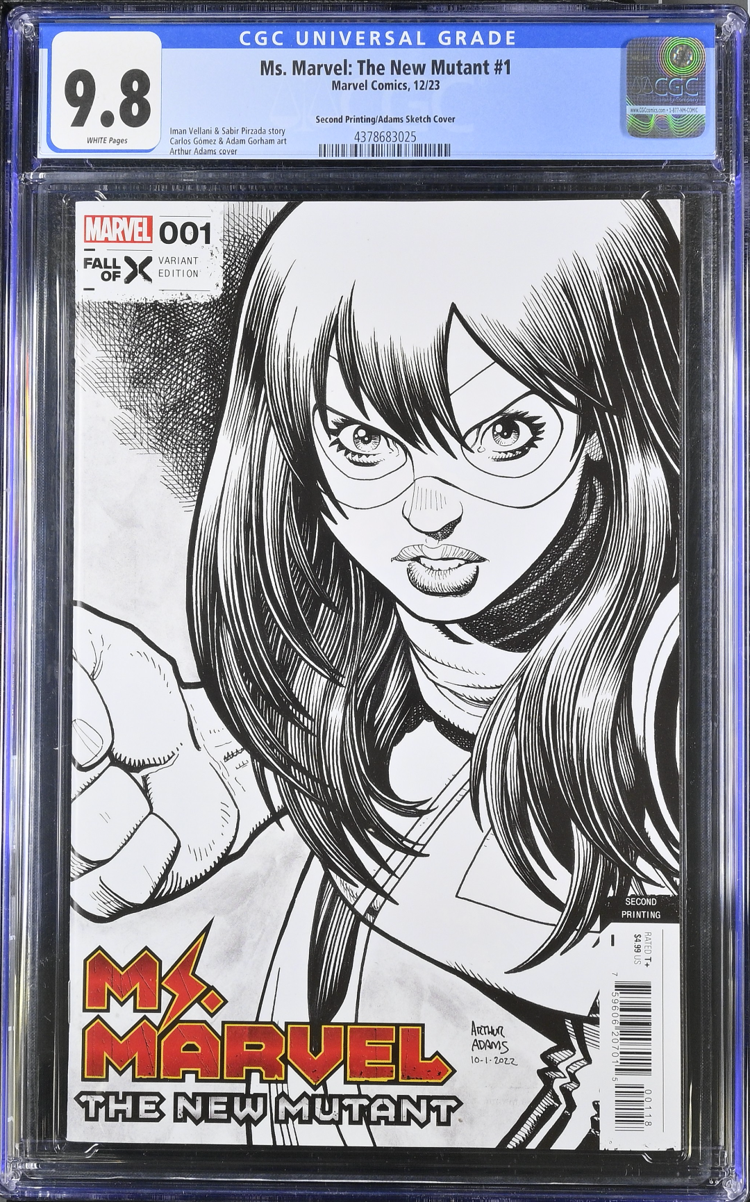 Ms. Marvel: The New Mutant #1 Second Printing Adams 1:25 Retailer Incentive Variant CGC 9.8
