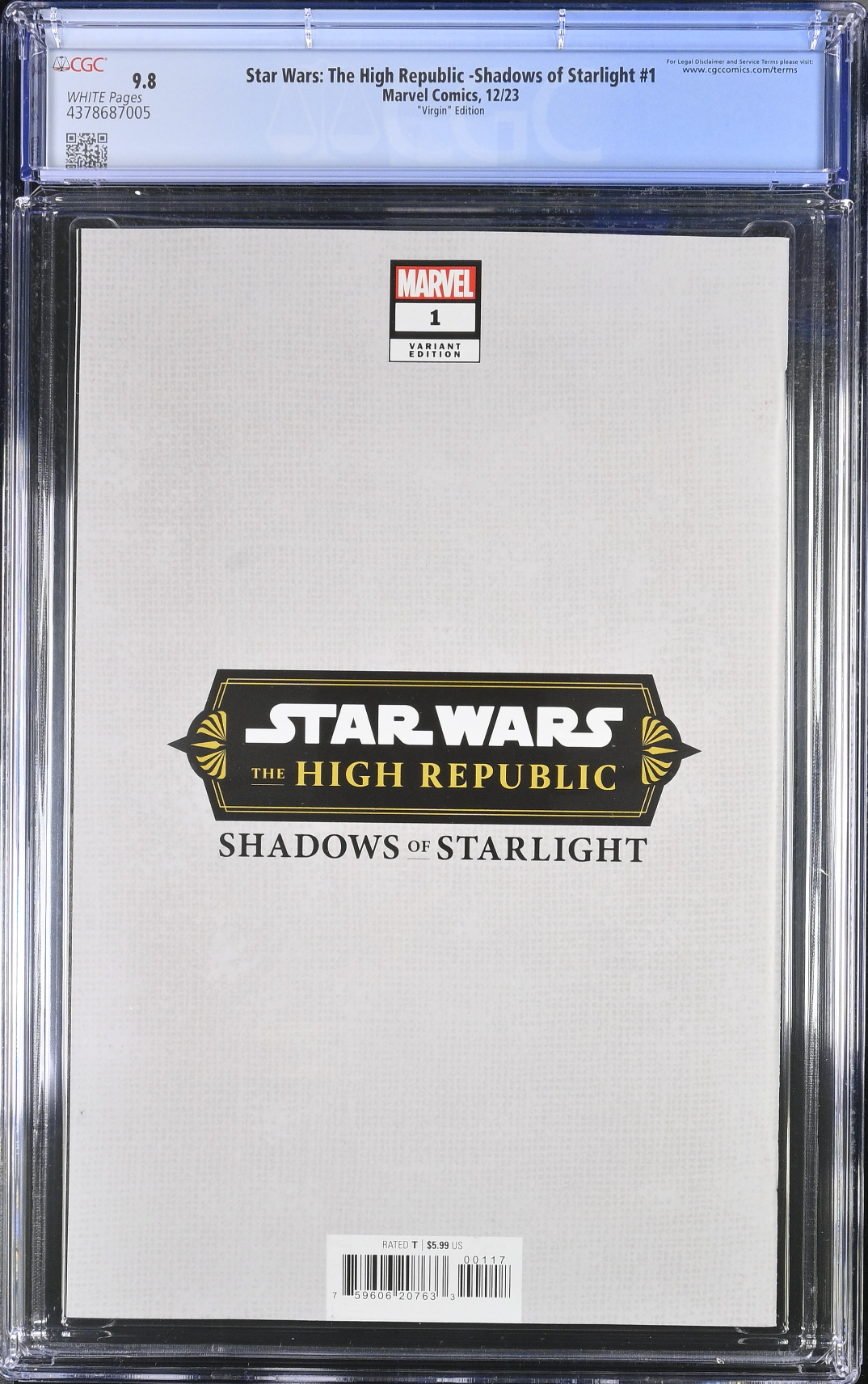 Star Wars: The High Republic - Shadows of Starlight #1 Noto 1:100 Virgin Retailer Incentive Variant CGC 9.8