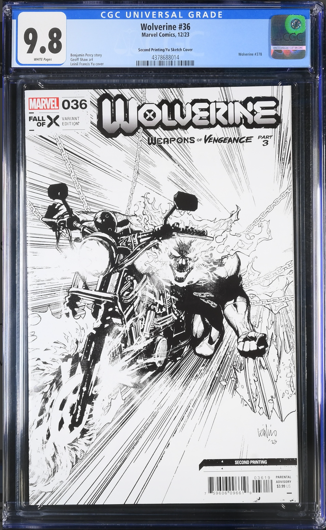 Wolverine #36 Second Printing Yu 1:25 Retailer Incentive Variant CGC 9.8