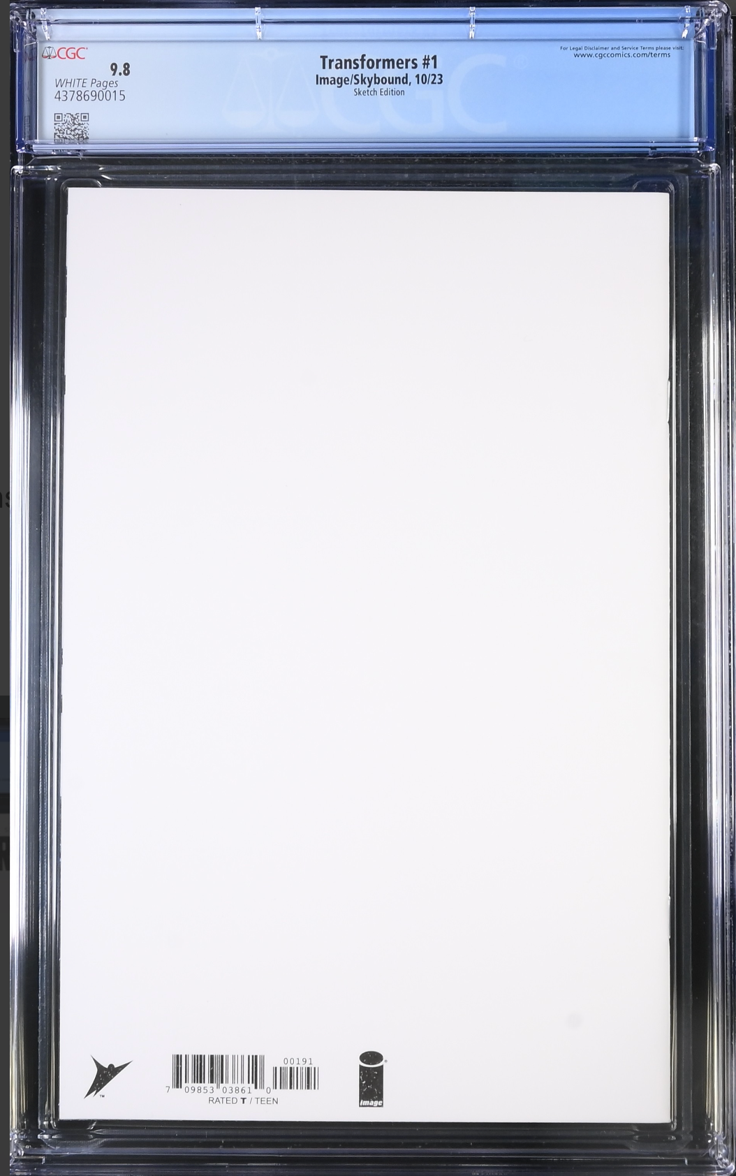 Transformers #1 - Cover I - Blank Sketch Variant CGC 9.8