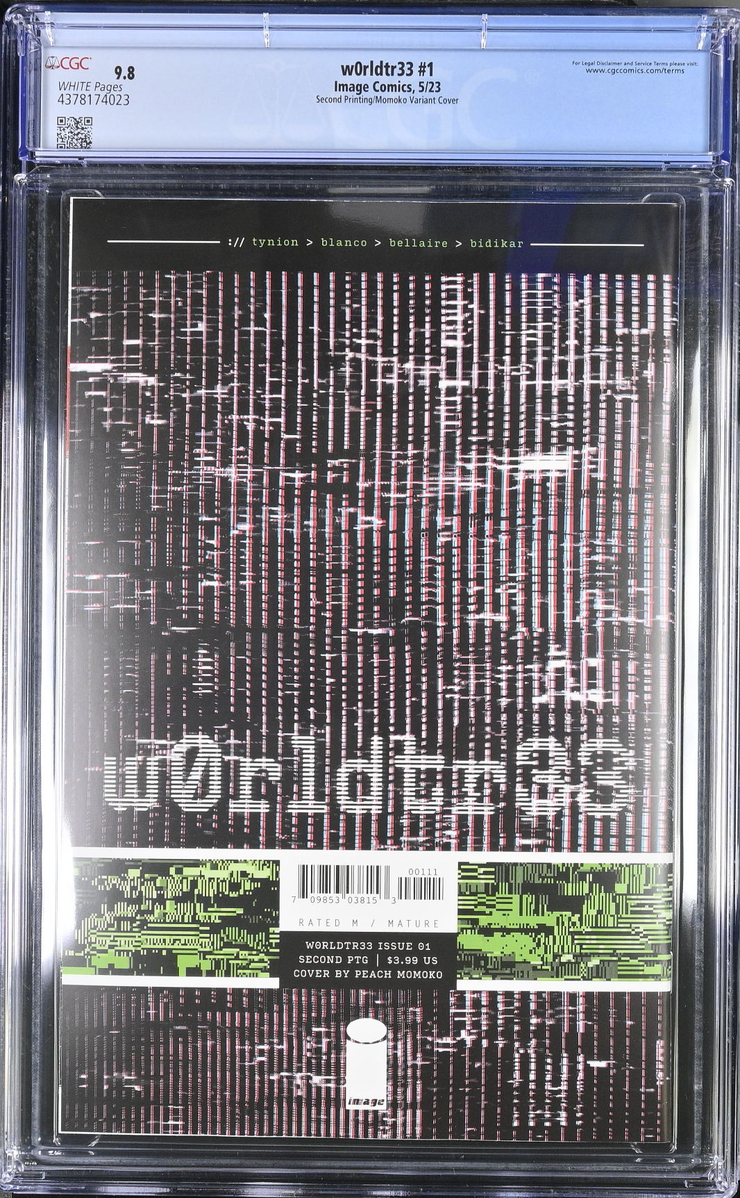 W0rldtr33 #1 Second Printing Momoko Virgin "Thank You" Retailer Incentive Variant CGC 9.8