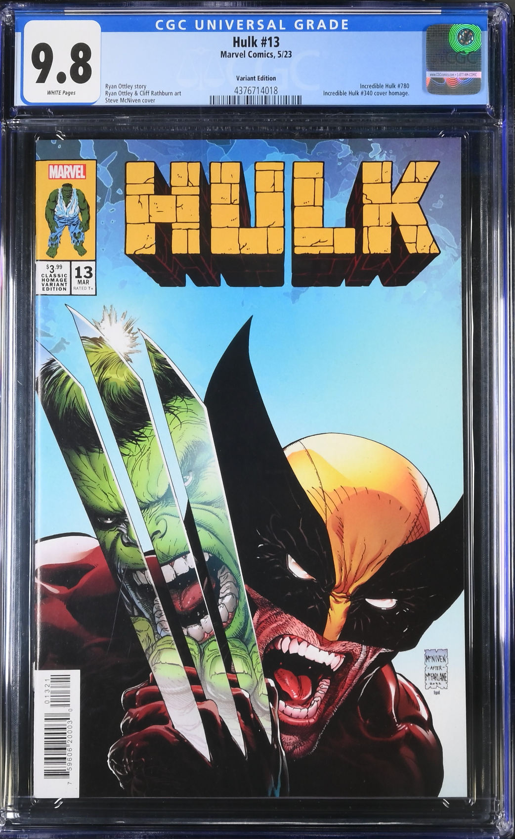Hulk #13 McNiven Homage Variant CGC 9.8
