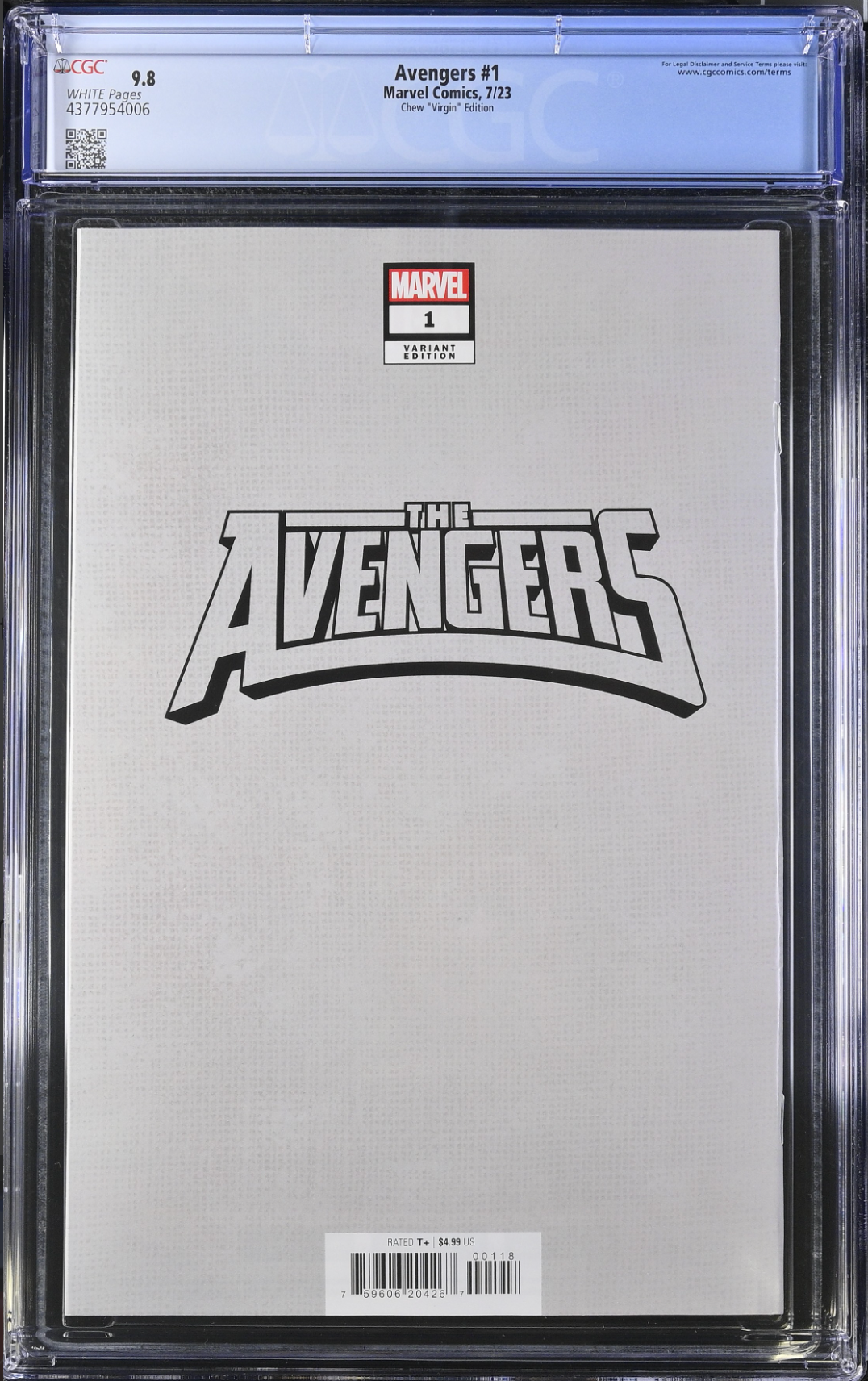Avengers #1 Chew 1:50 Virgin Retailer Incentive Variant CGC 9.8