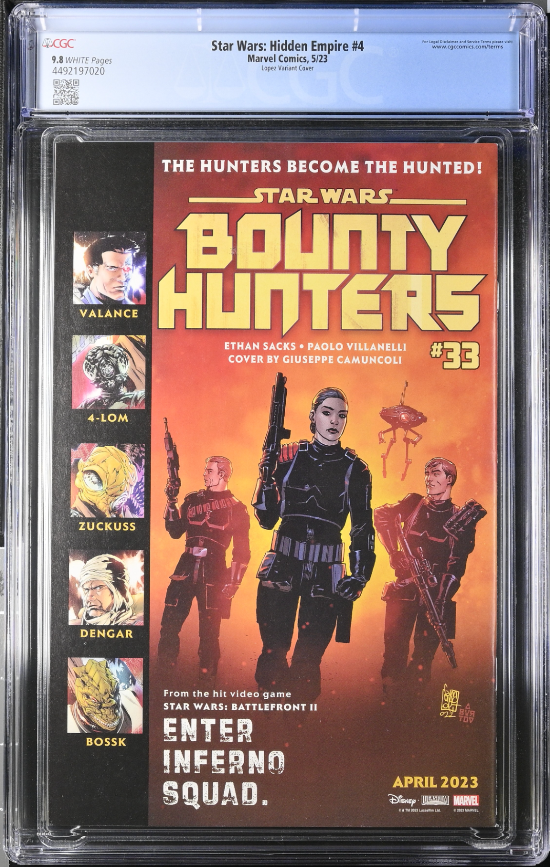 Star Wars: Hidden Empire #4 Lopez 1:25 Retailer Incentive Variant CGC 9.8