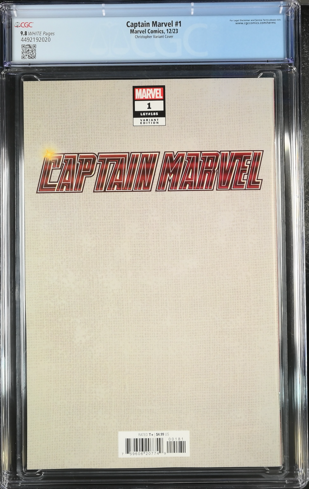Captain Marvel #1 Christopher Negative Space Variant CGC 9.8