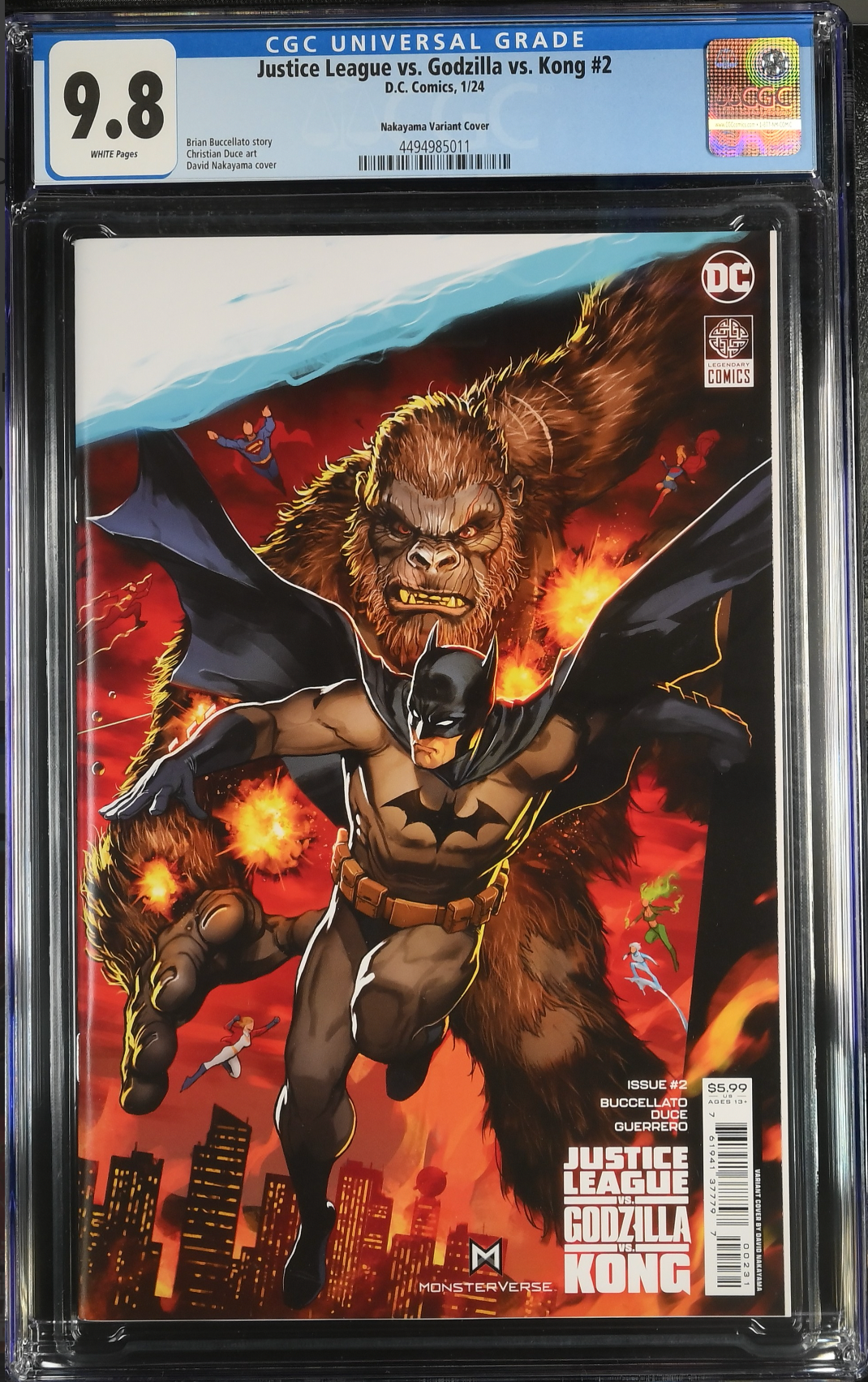 Justice League vs. Godzilla vs. Kong #2 Nakayama Connecting Cover B Variant CGC 9.8