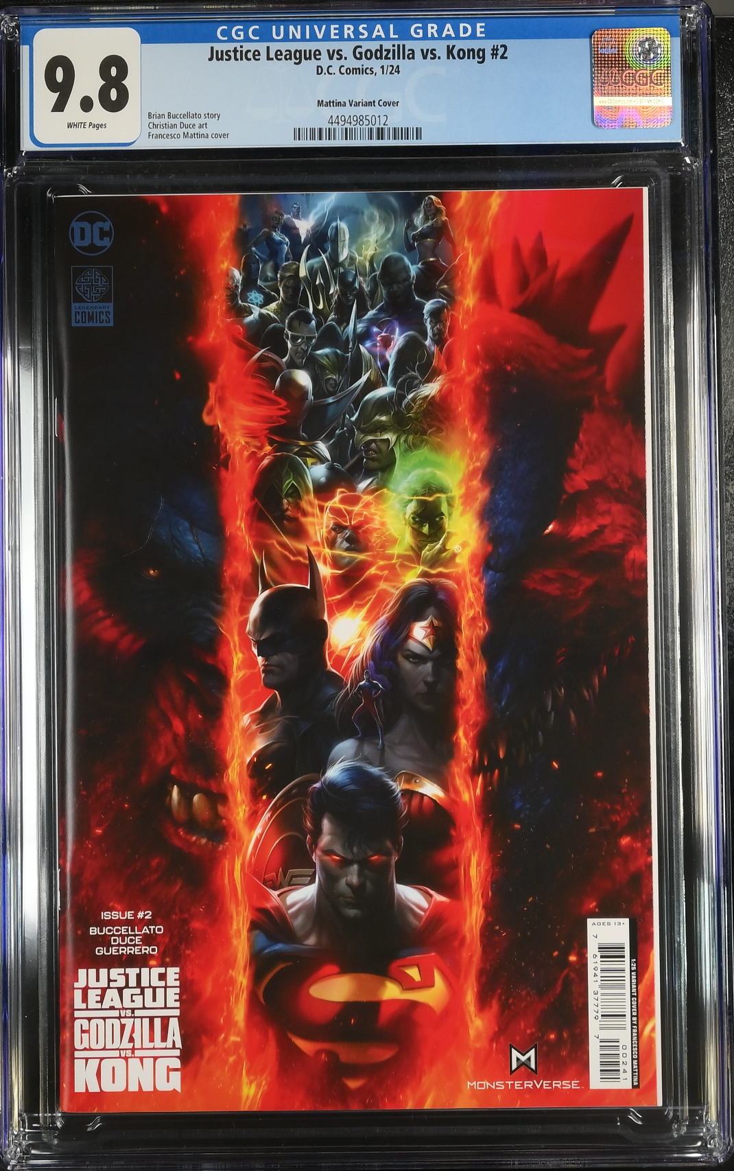 Justice League vs. Godzilla vs. Kong #2 Mattina 1:25 Retailer Incentive Variant CGC 9.8