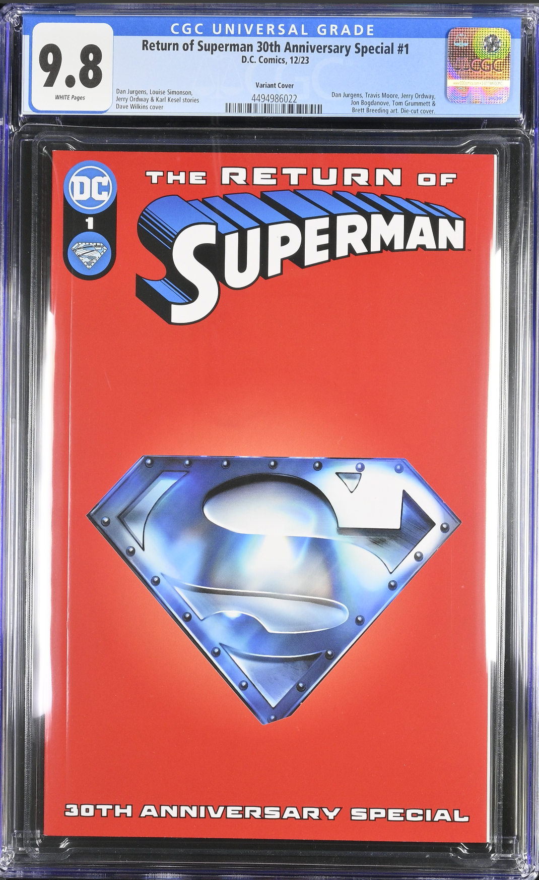 Return of Superman 30th Anniversary Special #1 - Cover C - Wilkins Steel Die-Cut Variant CGC 9.8