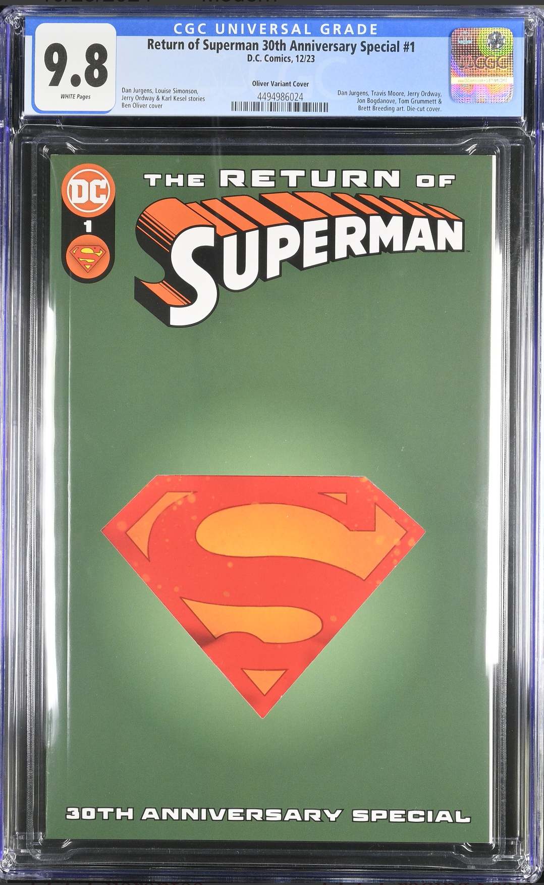 Return of Superman 30th Anniversary Special #1 - Cover E - Oliver Eradicator Die-Cut Variant CGC 9.8