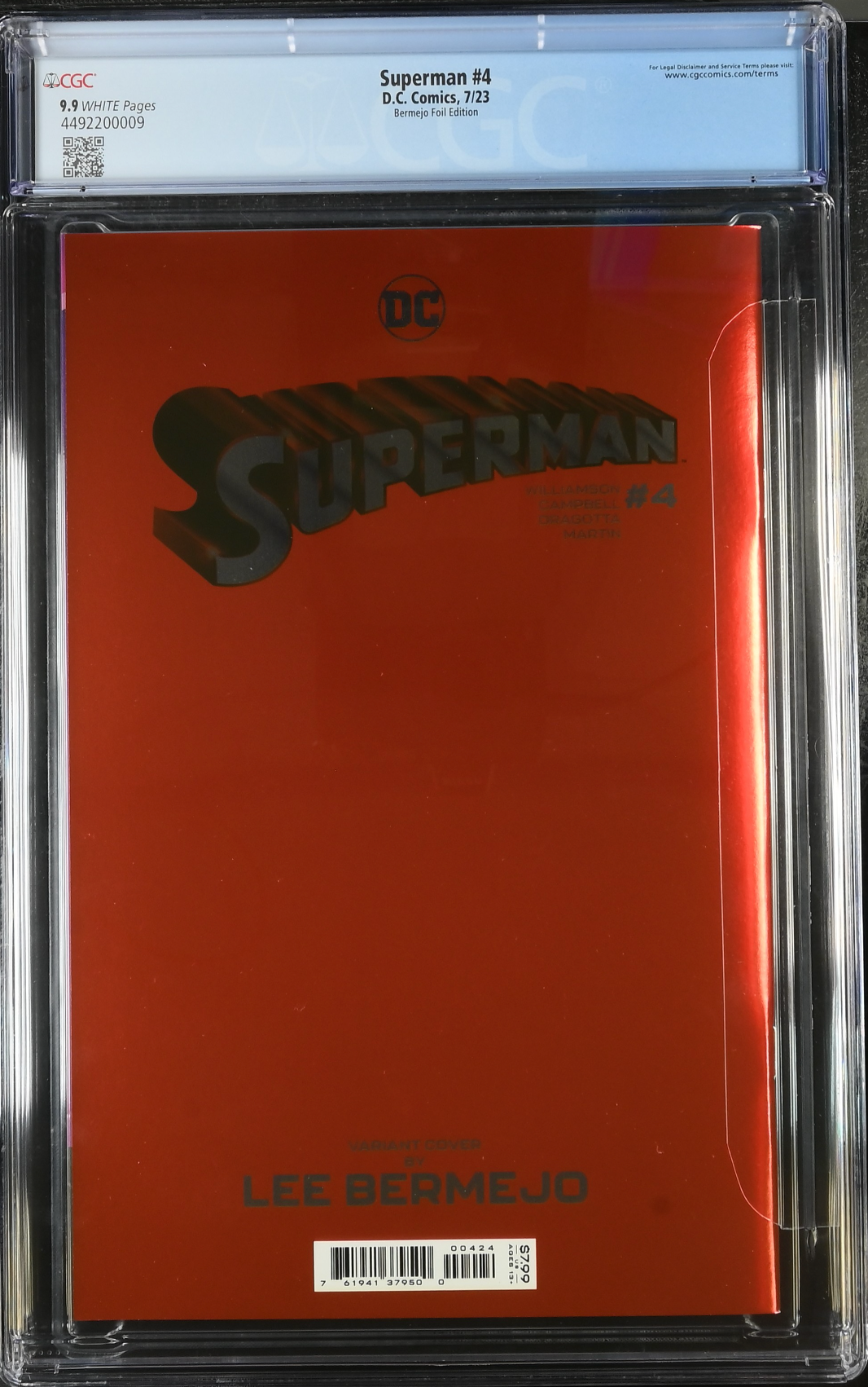Superman #4 Bermejo Foil Variant CGC 9.9