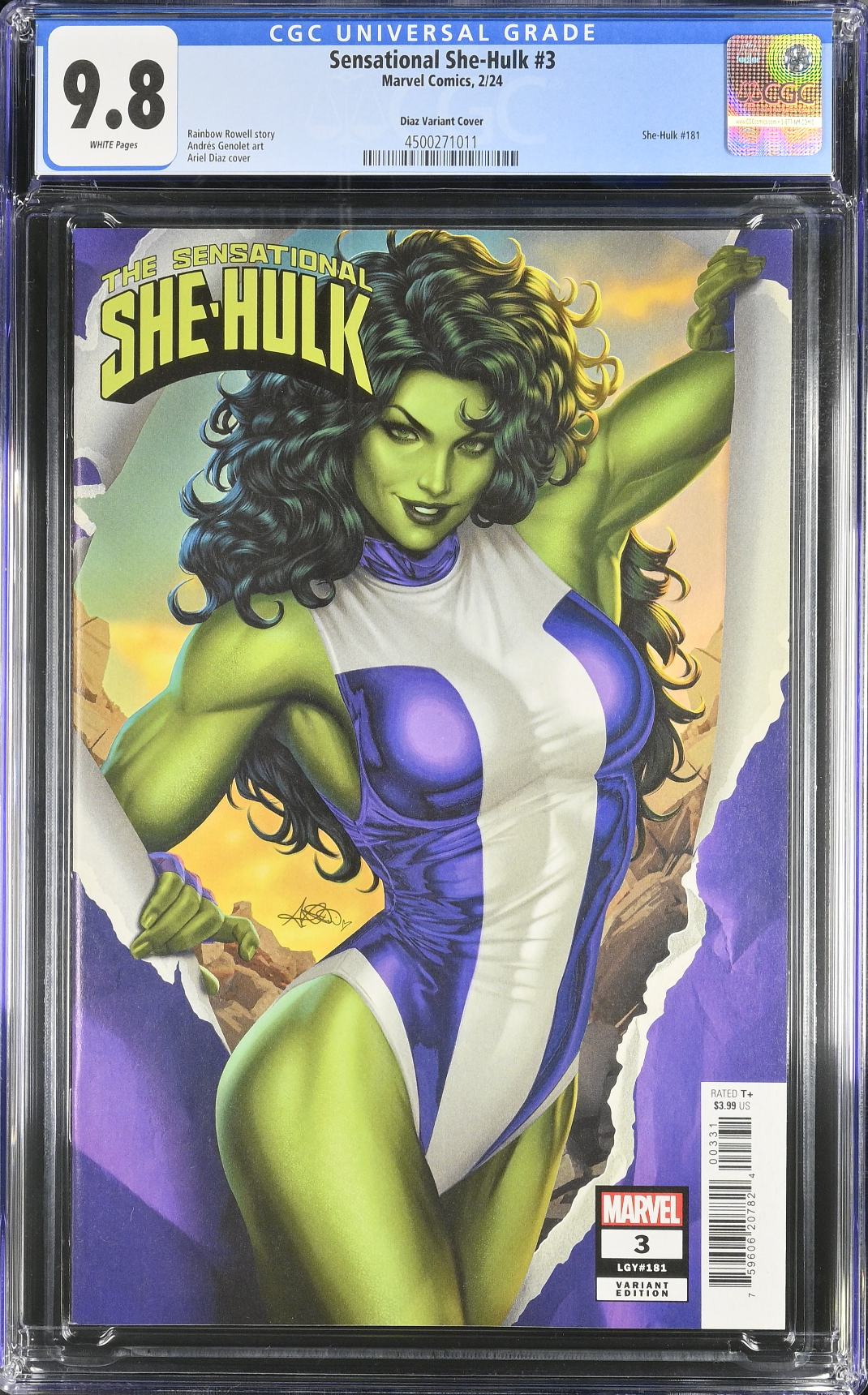 The Sensational She-Hulk #3 Diaz Variant CGC 9.8