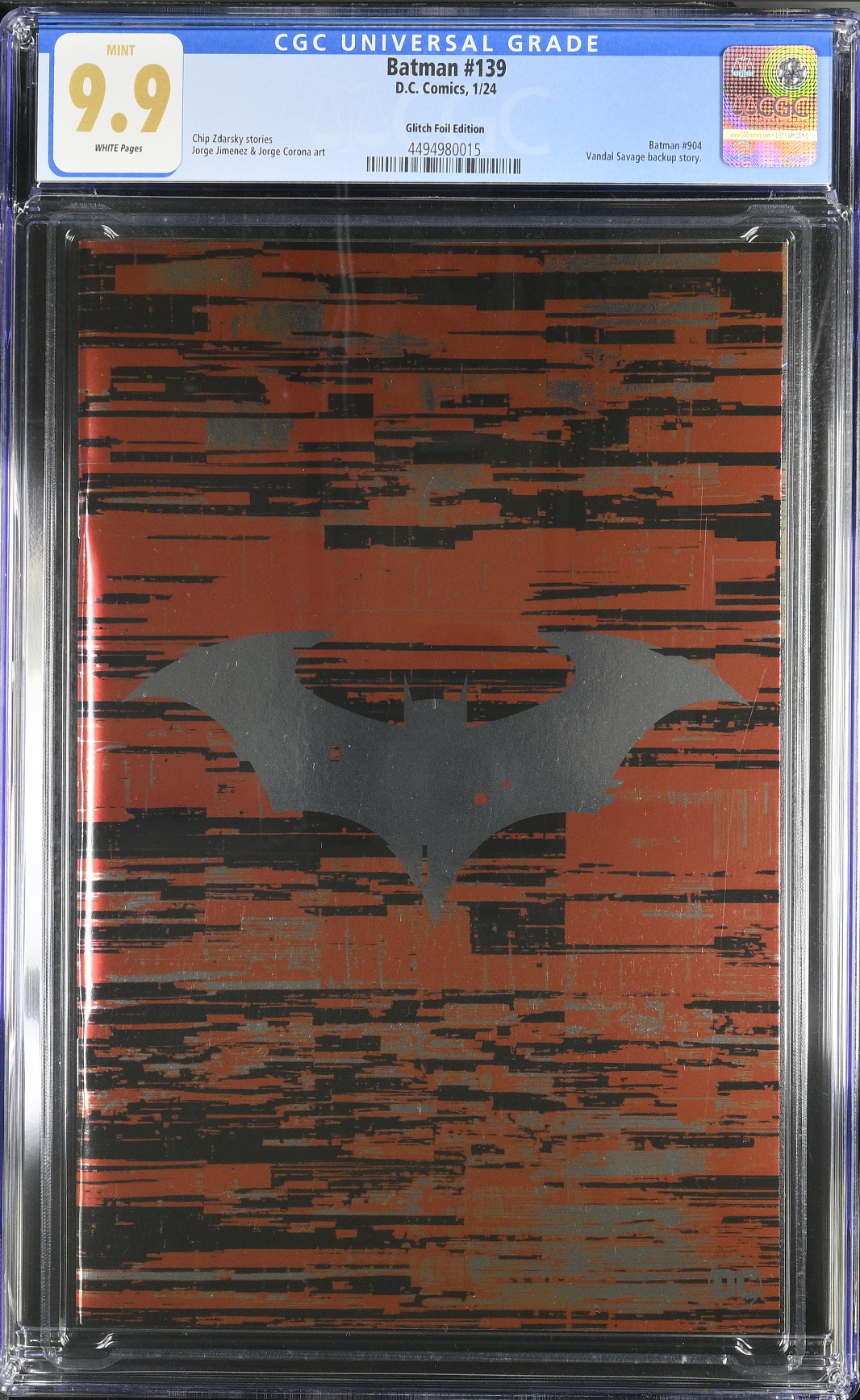 Batman #139 Bat Symbol Glitch Foil Variant CGC 9.9