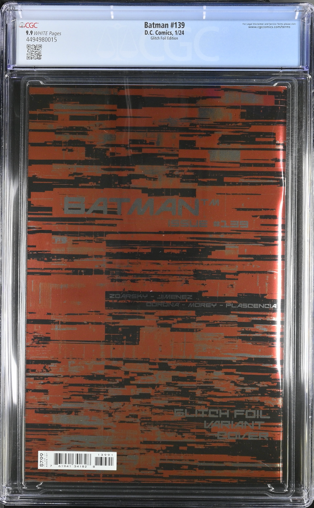 Batman #139 Bat Symbol Glitch Foil Variant CGC 9.9