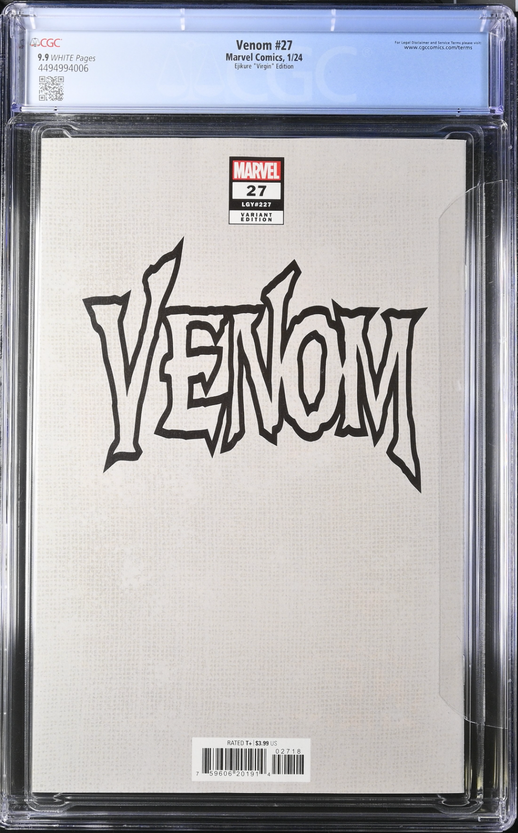 Venom #27 Ejikure 1:50 Virgin Retailer Incentive Variant CGC 9.9
