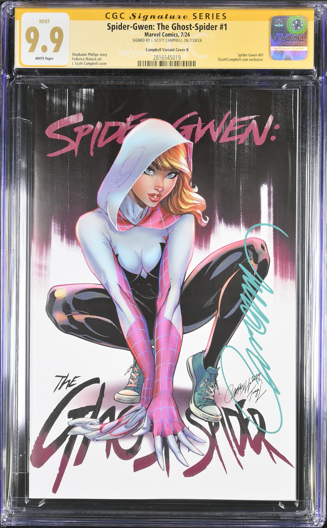Spider-Gwen: The Ghost Spider #1 J. Scott Campbell Exclusive C - SDCC CGC 9.9 SS
