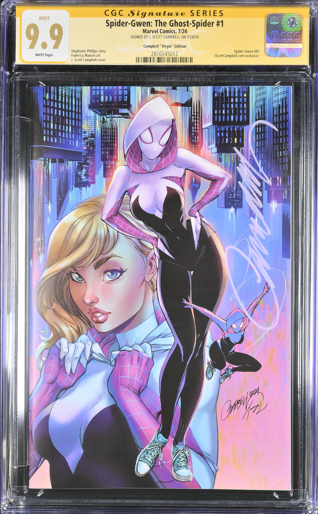 Spider-Gwen: The Ghost Spider #1 J. Scott Campbell Exclusive B - Virgin CGC 9.9 SS