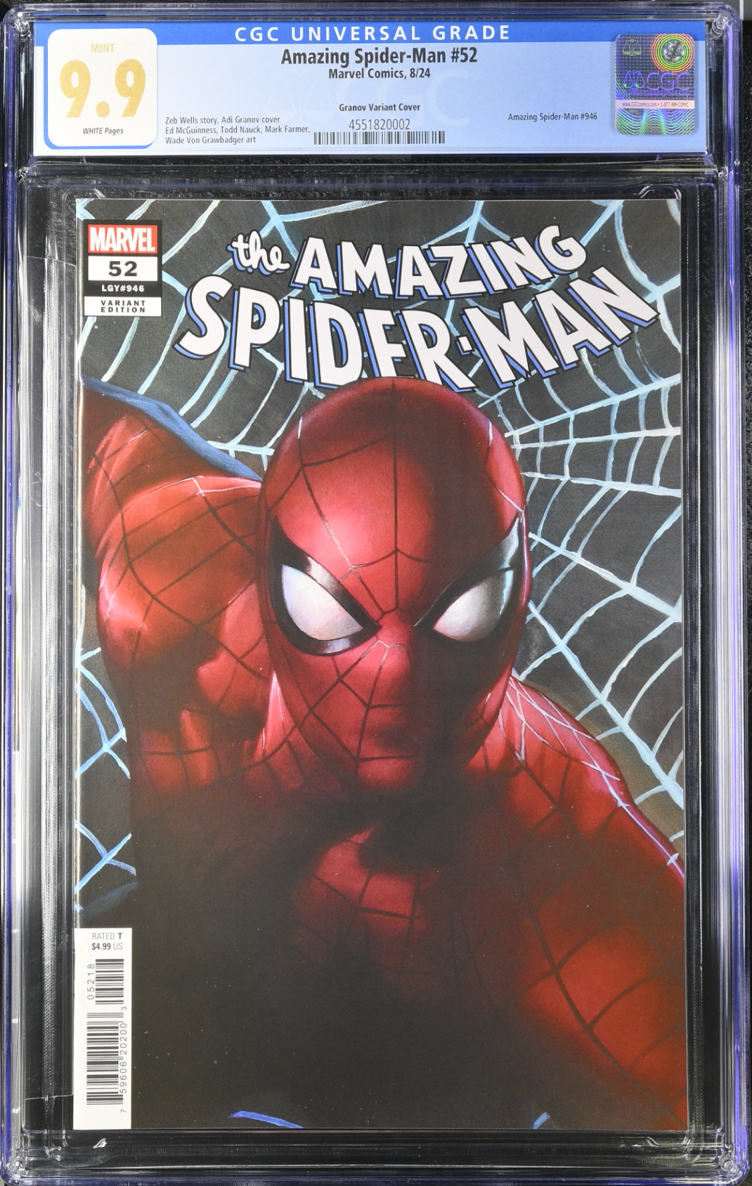 Amazing Spider-Man #52 Granov 1:25 Retailer Incentive Variant CGC 9.9
