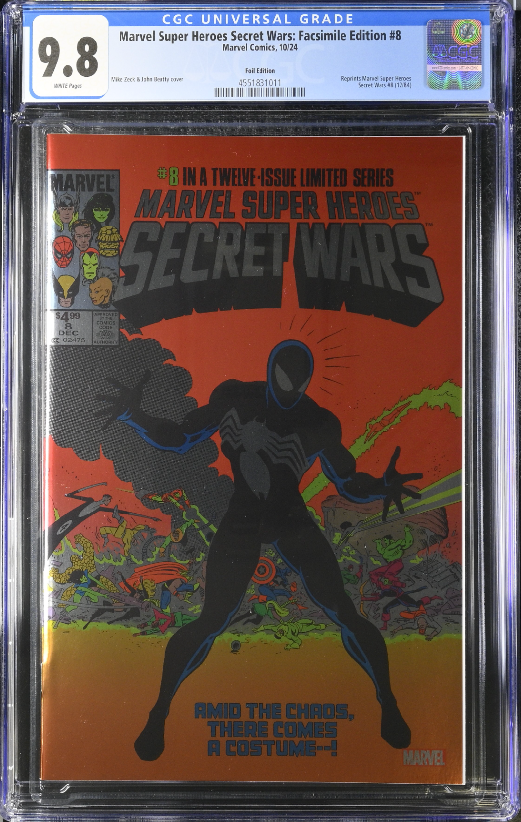 Marvel Super Heroes Secret Wars #8 Facsimile Edition Foil Variant CGC 9.8
