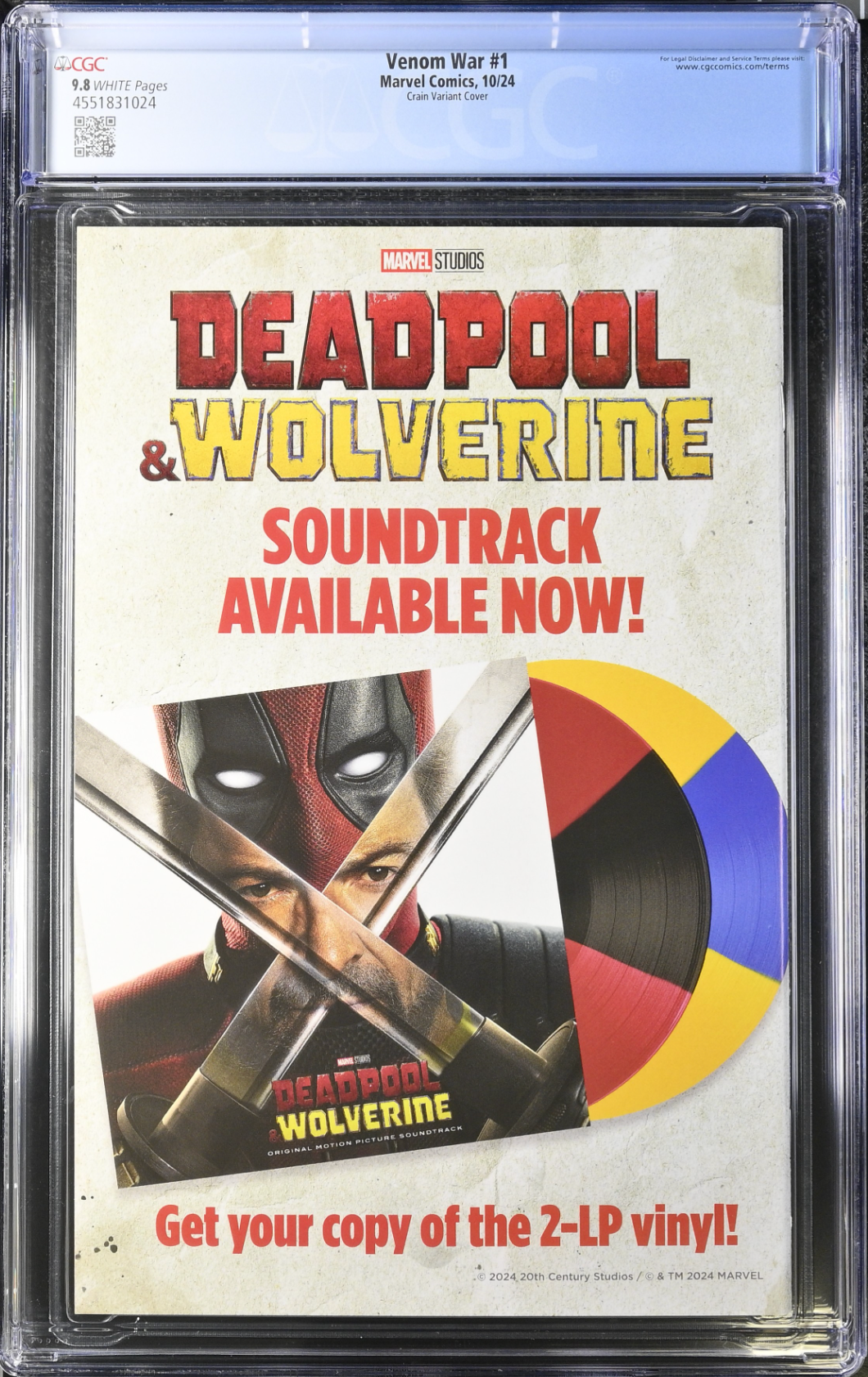 Venom War #1 Crain Variant CGC 9.8
