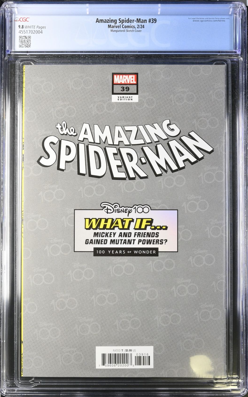 Amazing Spider-Man #39 Disney 1:100 Retailer Incentive Variant CGC 9.8