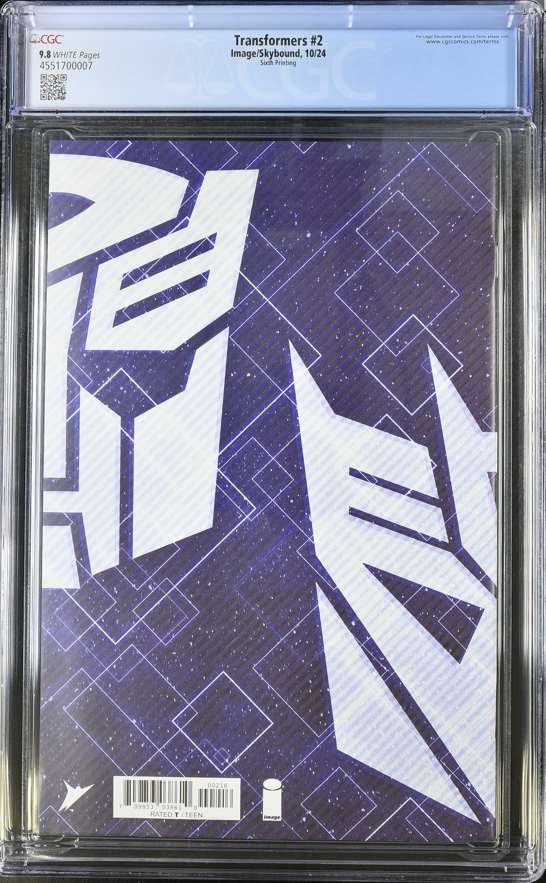 Transformers #2 Sixth Printing CGC 9.8