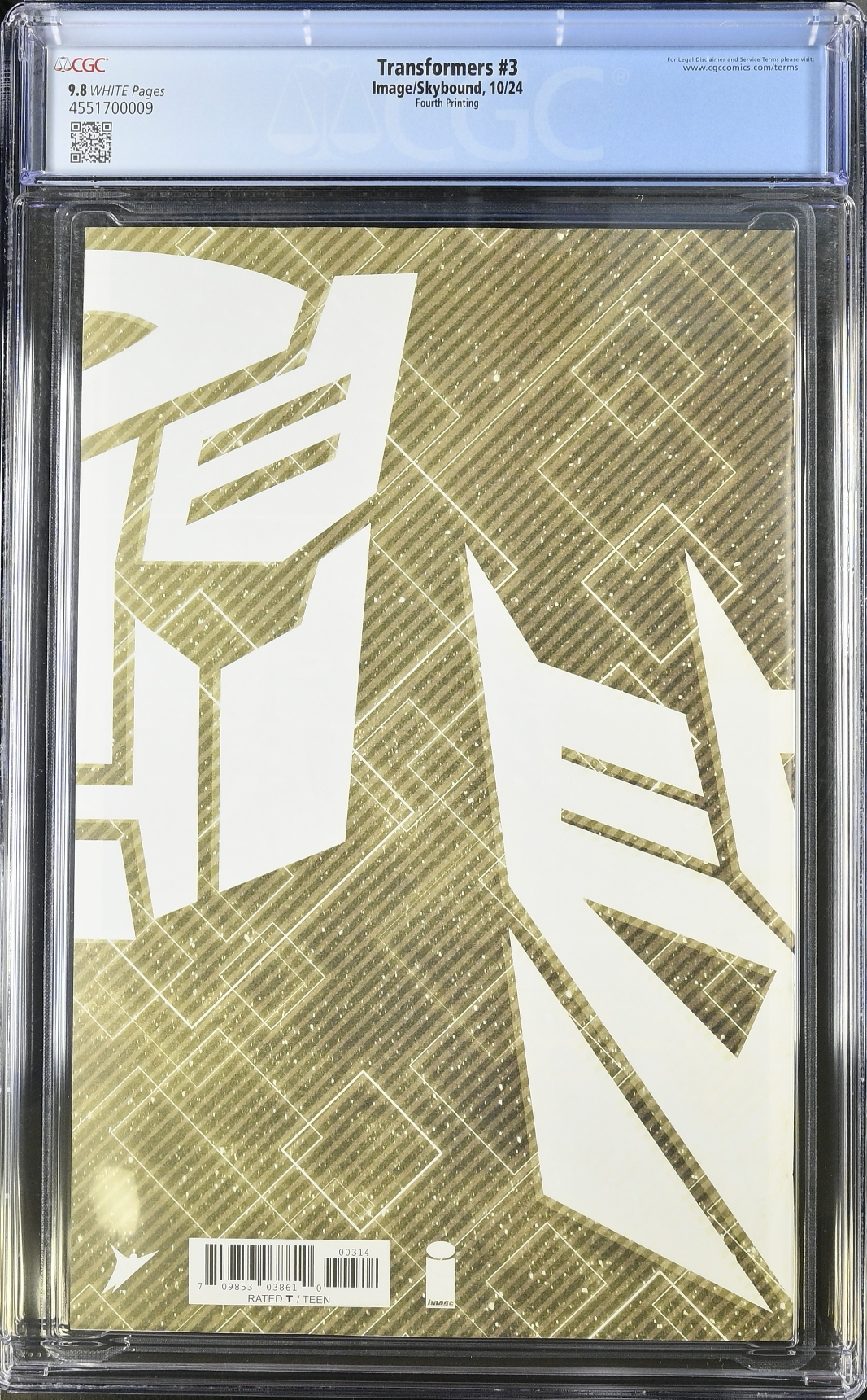 Transformers #3 Fourth Printing CGC 9.8
