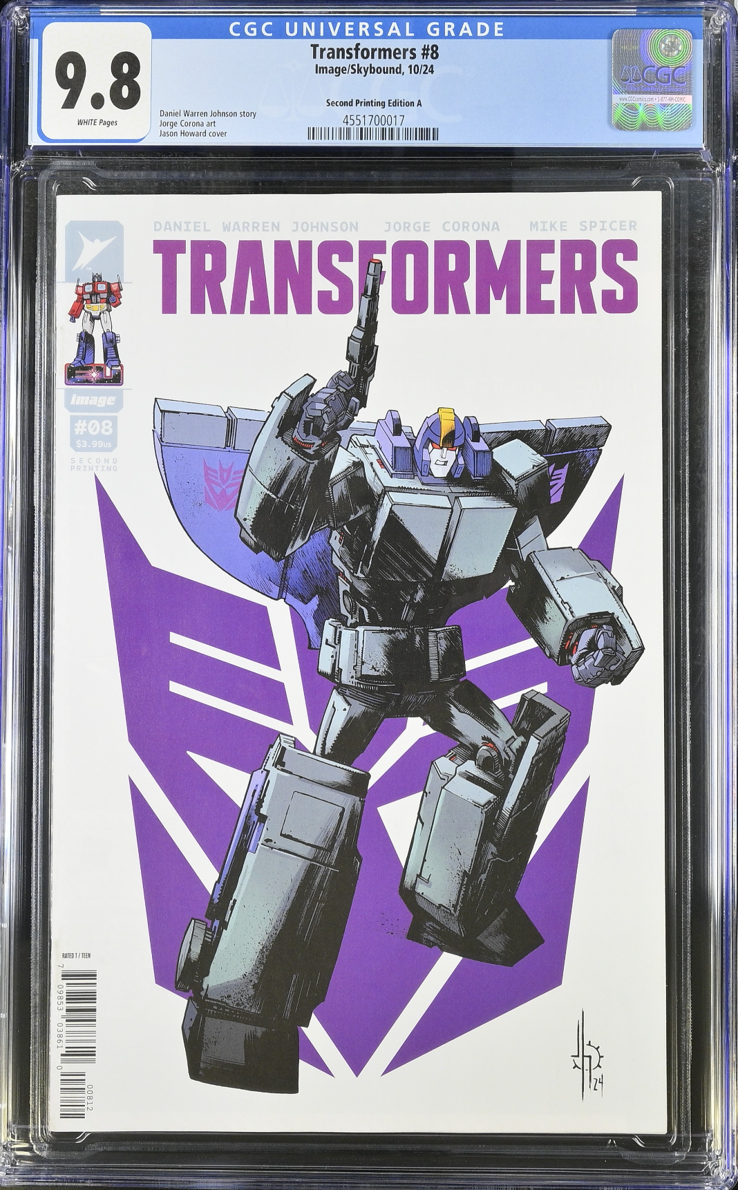 Transformers #8 Second Printing - Decepticon CGC 9.8