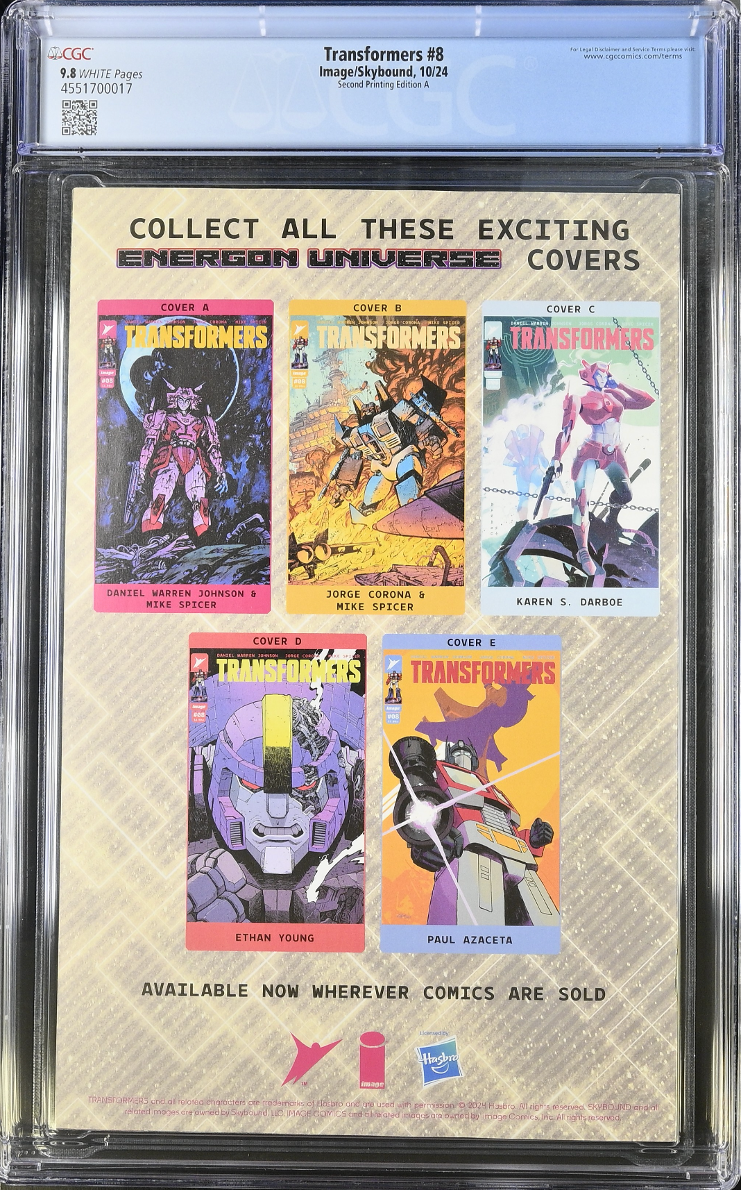 Transformers #8 Second Printing - Decepticon CGC 9.8