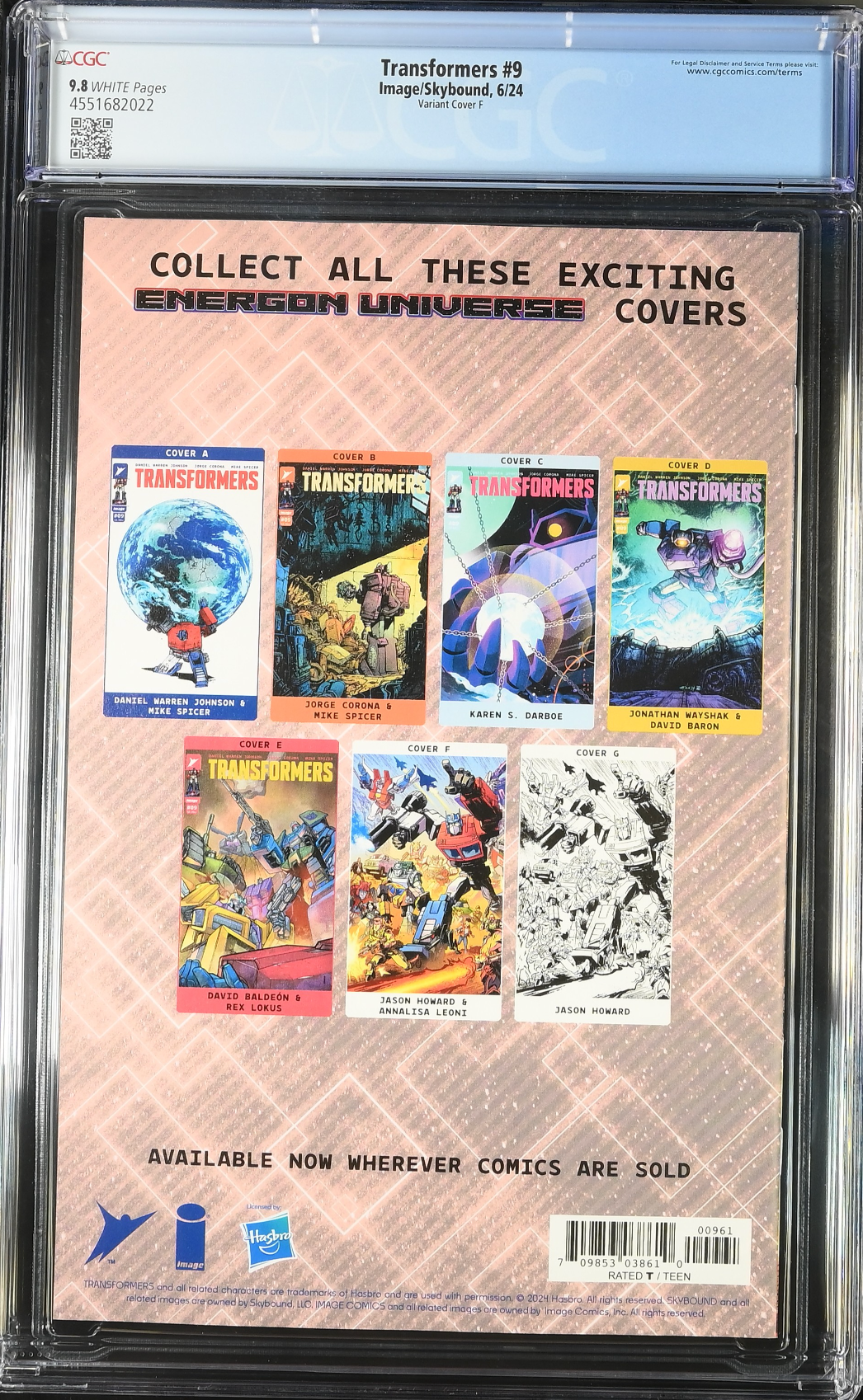 Transformers #9 Howard Energon Universe Anniversary Connecting Cover Variant CGC 9.8