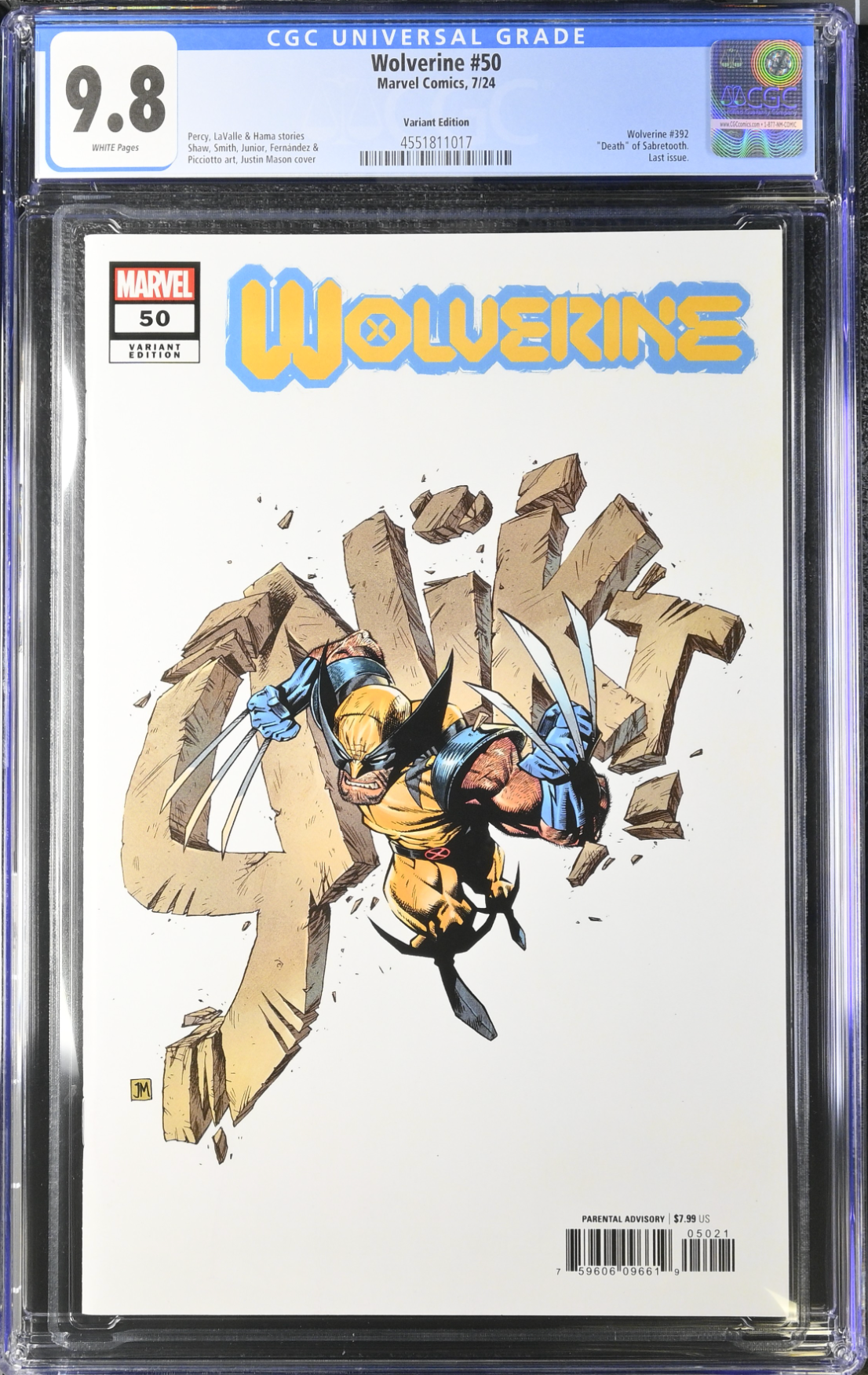 Wolverine #50 Mason SNIKT Variant CGC 9.8