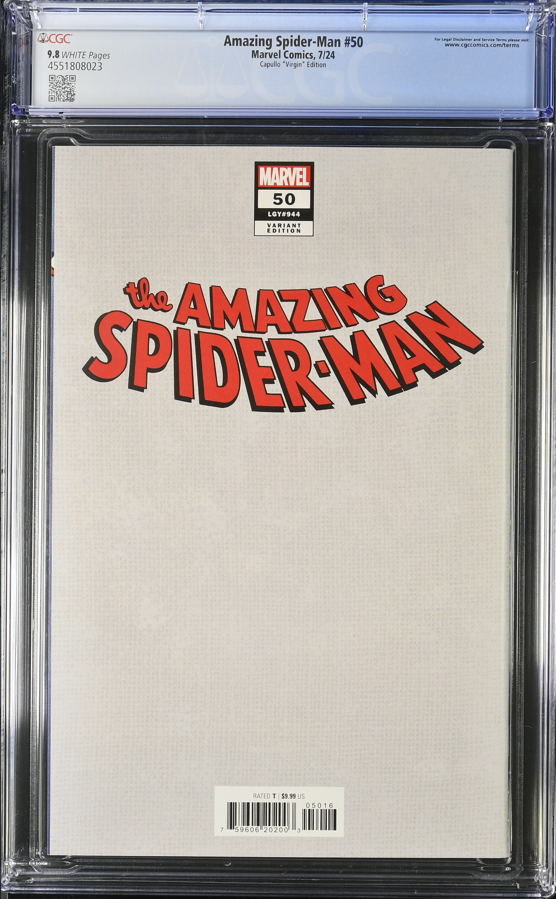 Amazing Spider-Man #50 Capullo 1:100 Virgin Retailer Incentive Variant CGC 9.8