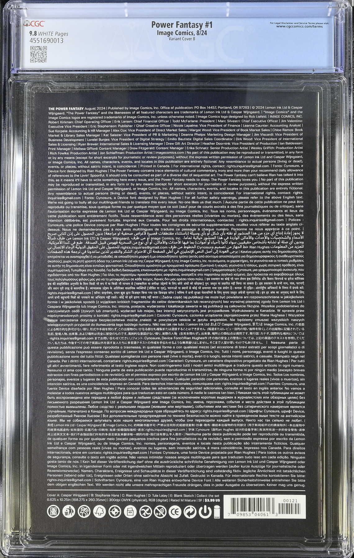 Power Fantasy #1 Hans Variant CGC 9.8