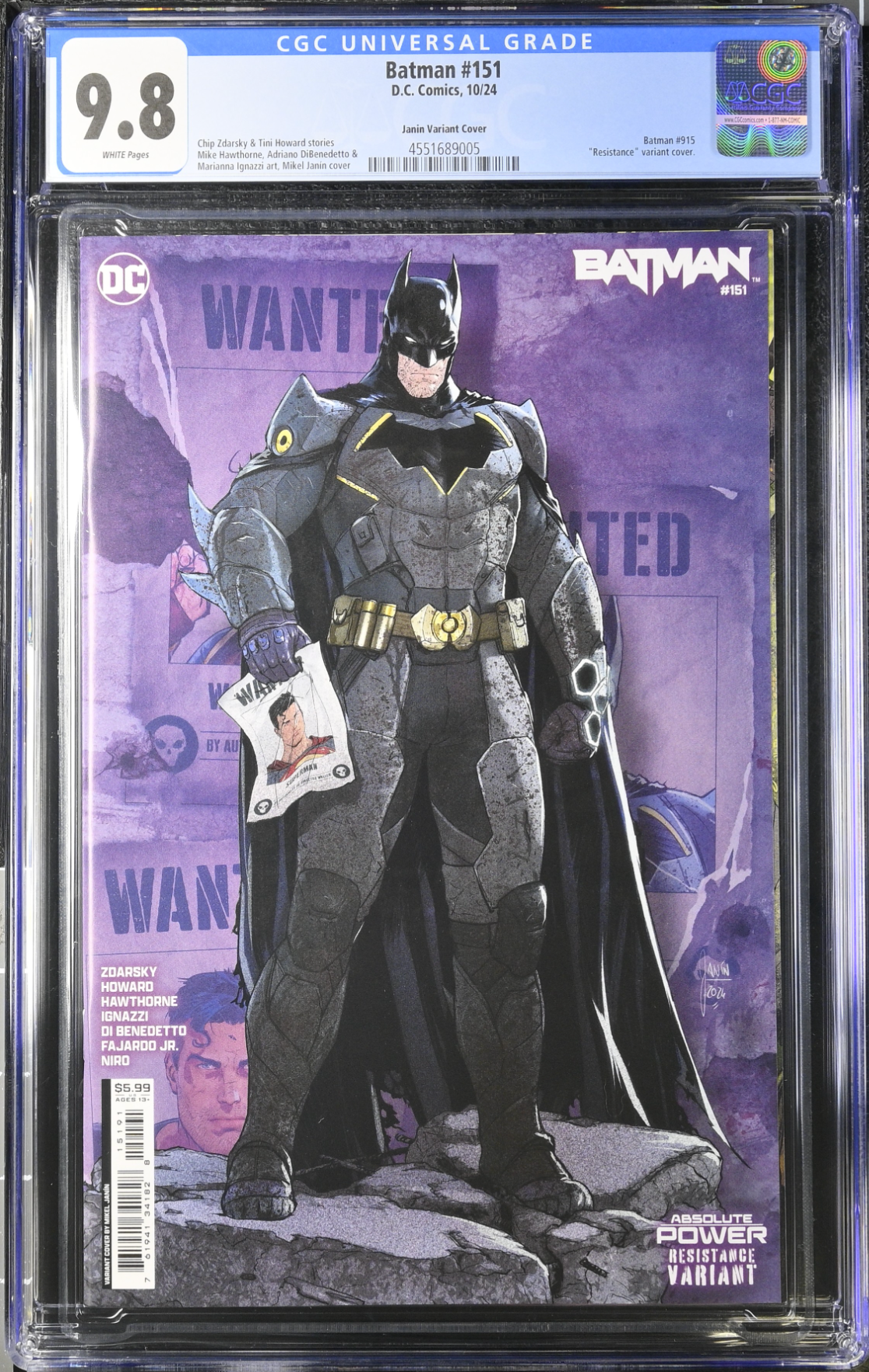Batman #151 Janin Variant CGC 9.8