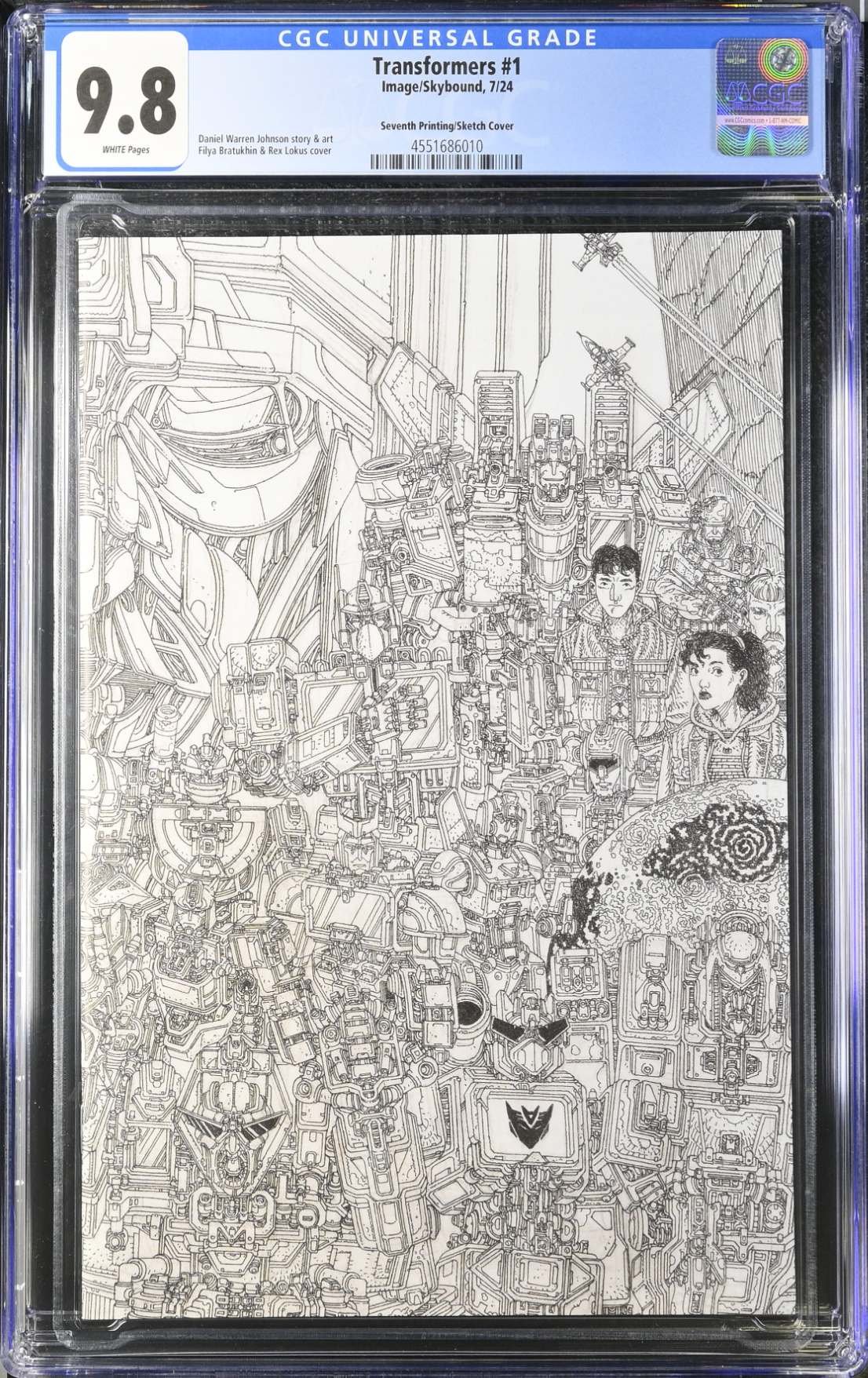 Transformers #1 Seventh Printing B/W Variant CGC 9.8