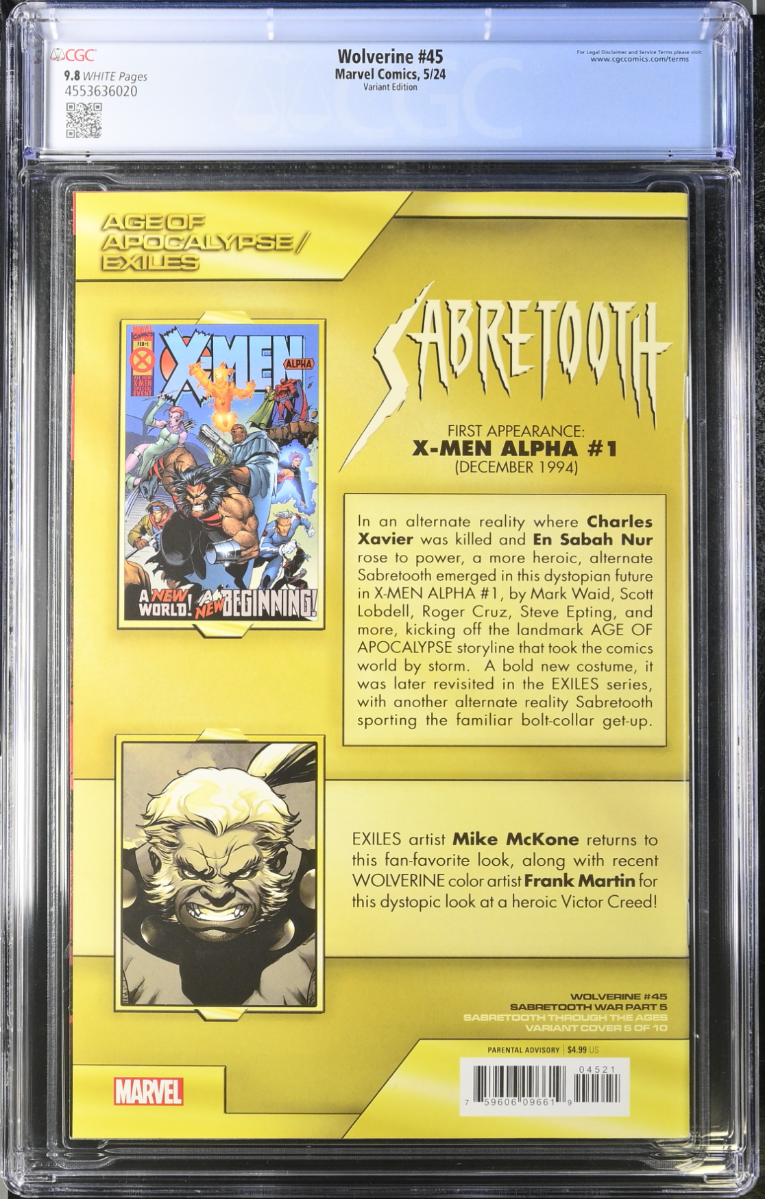 Wolverine #45 McKone Variant CGC 9.8