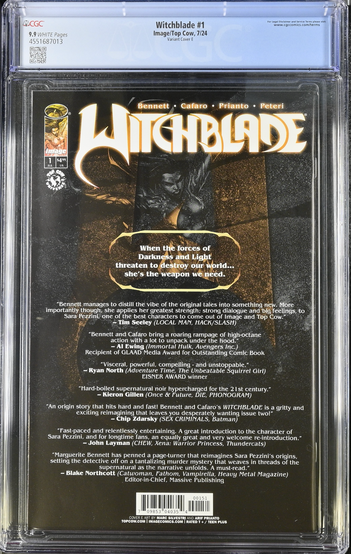 Witchblade #1 Silvestri 1:25 Virgin Retailer Incentive Variant CGC 9.9