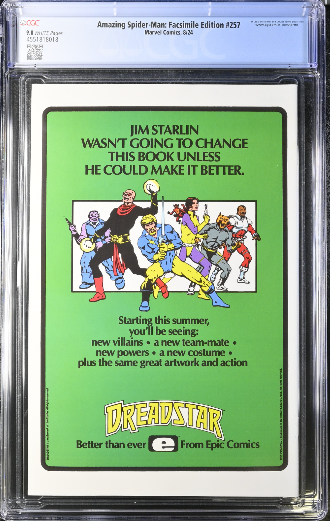Amazing Spider-Man #257 Facsimile Edition CGC 9.8