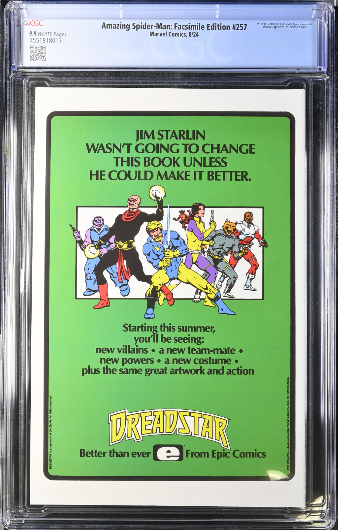Amazing Spider-Man #257 Facsimile Edition CGC 9.9