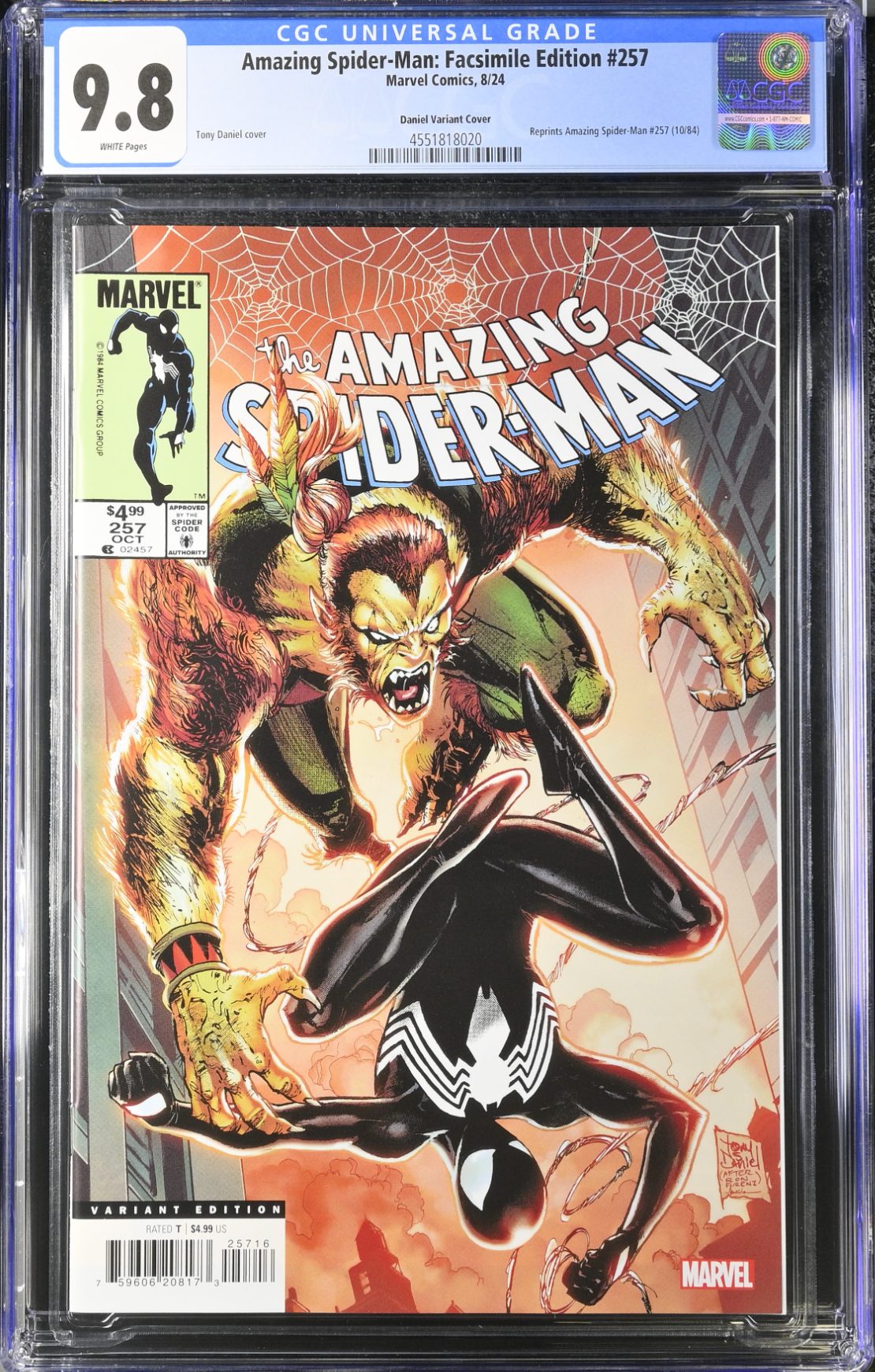 Amazing Spider-Man #257 Facsimile Edition Daniel 1:25 Retailer Incentive Variant CGC 9.8