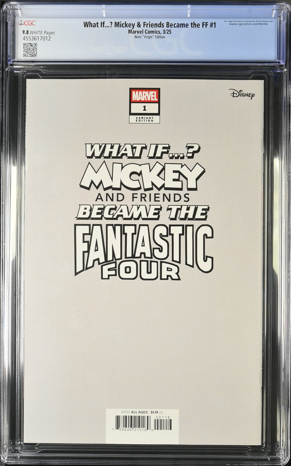 Marvel & Disney: What If...? Mickey & Friends Became the Fantastic Four #1 Noto 1:50 Virgin Retailer Incentive Variant CGC 9.8